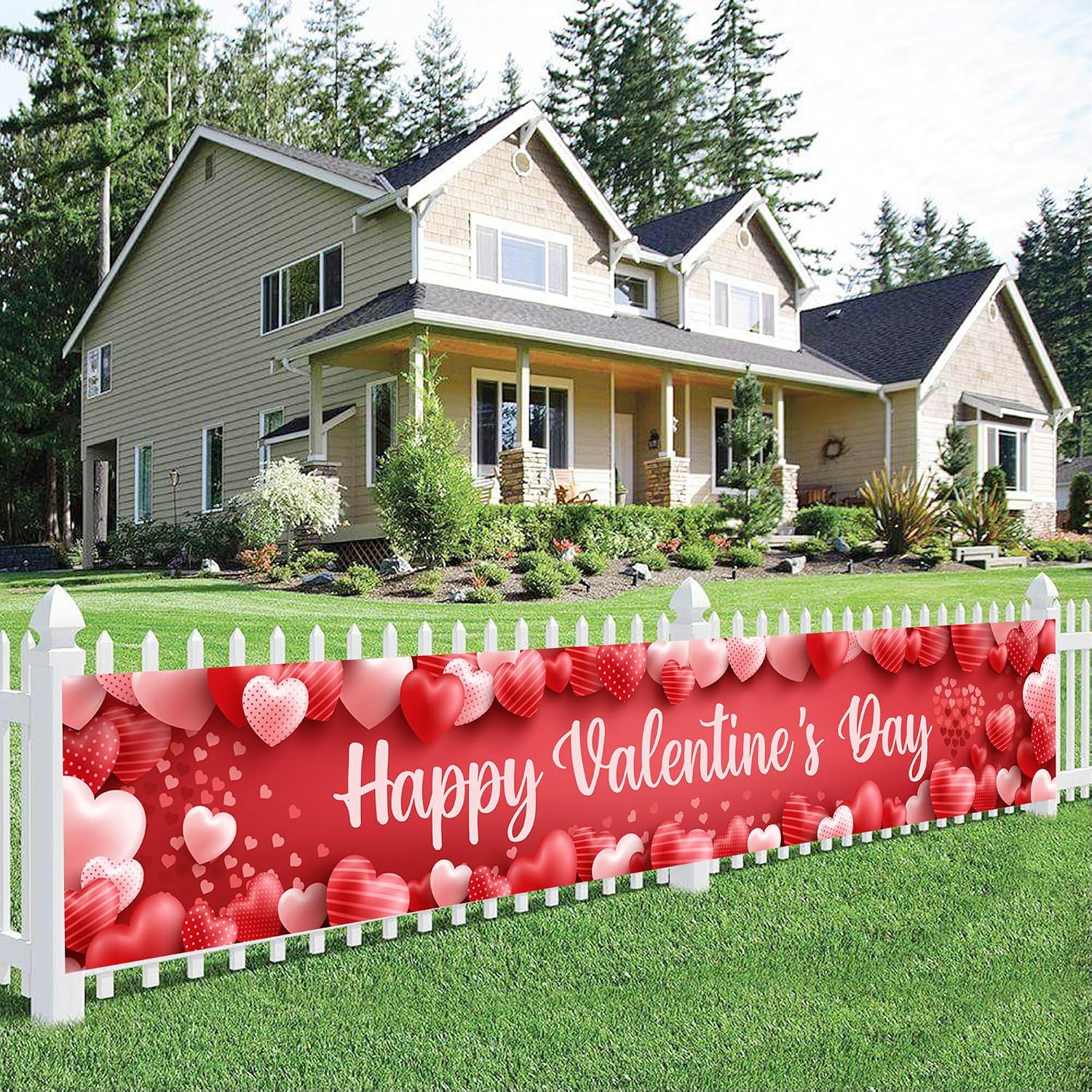 KatchOn, Happy Valentines Day Banner - XtraLarge, 120x20 Inch | Valentines Yard Banner for Valentines Day Decorations Outdoor, Valentines Decorations | Valentines Decor Valentine Banners for Outside