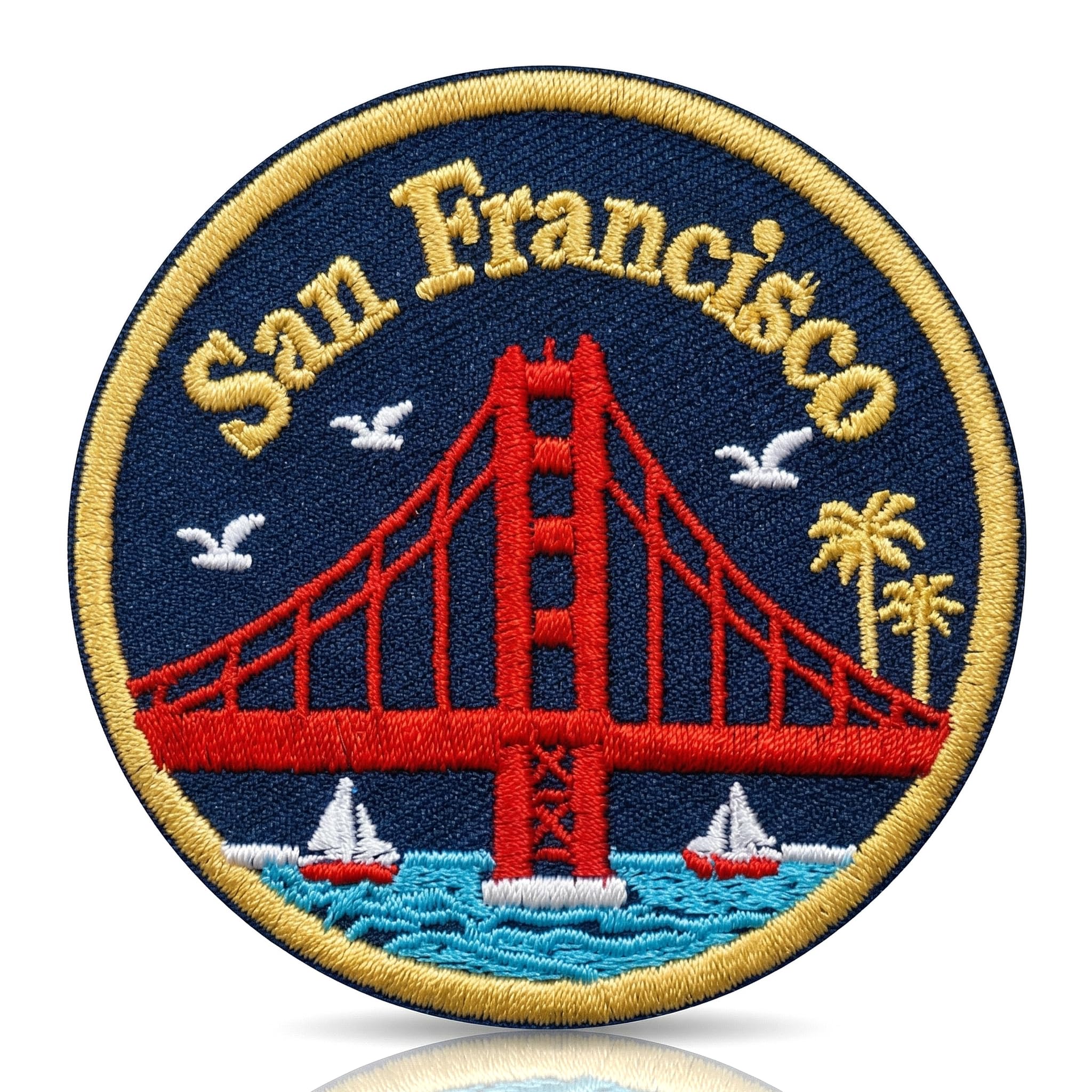 QianSiLi San Francisco Golden Gate Bridge Embroidered Patch, 2.5" Iron On/Sew On Travel Embroidery Applique Iron On Patches for Clothing, Fabric Patches for Clothes Backpacks Hats, DIY Accessories — image 1