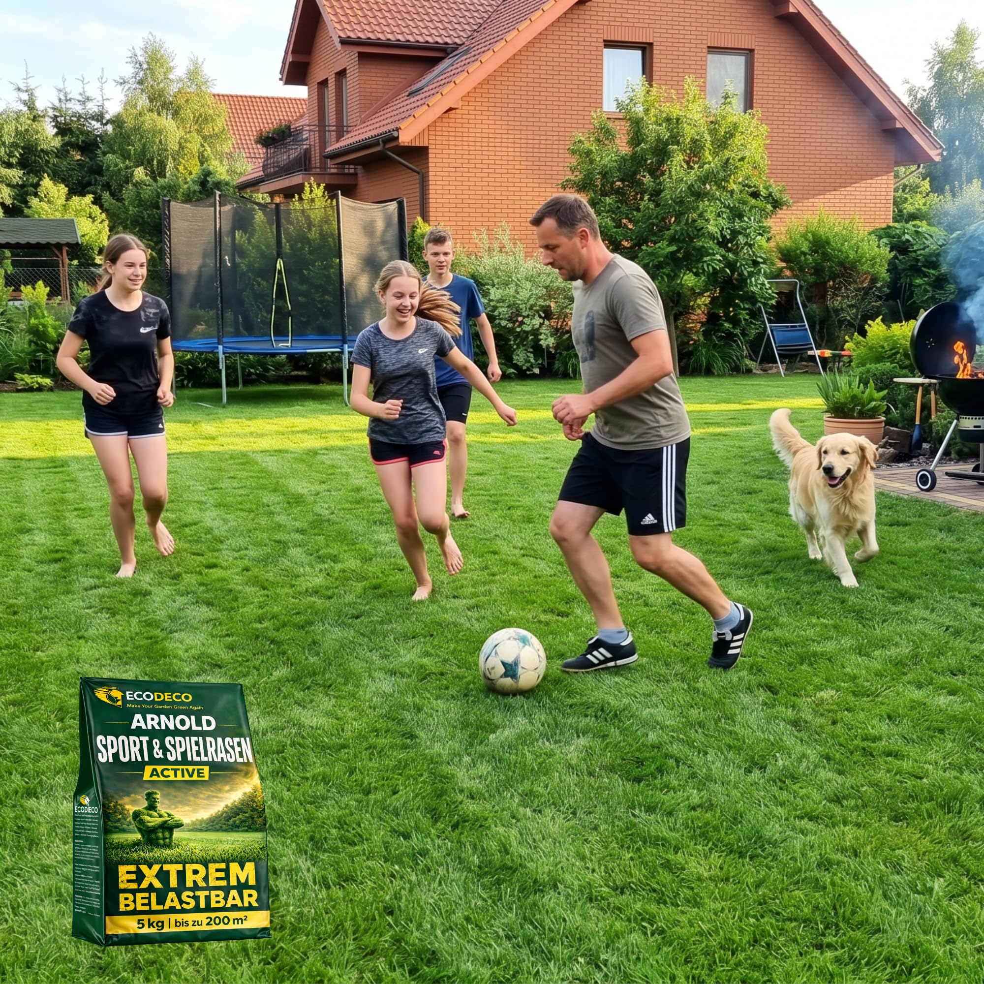 Semi Prato Crescita Rapida per Sport e Giochi - Sementi Prato Robuste e Resistenti alla Siccità - Ideale per Risemina Primaverile - 5 kg per 200 m²