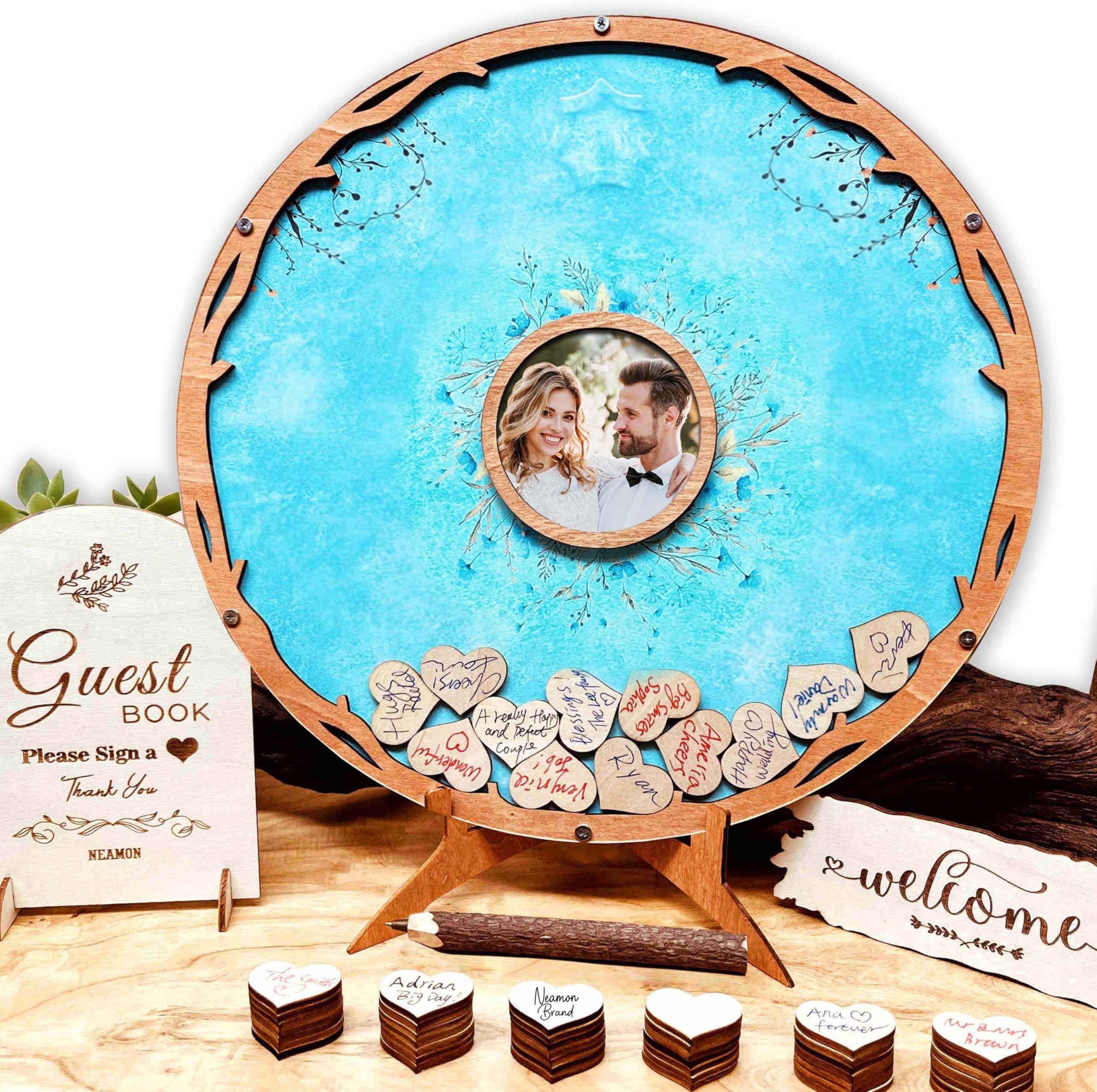 Rustic Wedding Guest Book Alternative Pen Set Sign Tree Branch, Unique Personalized Guest Book Wedding Reception Birthday Baby Shower Bridal Baptism Party Decor (Beatiful Brown)