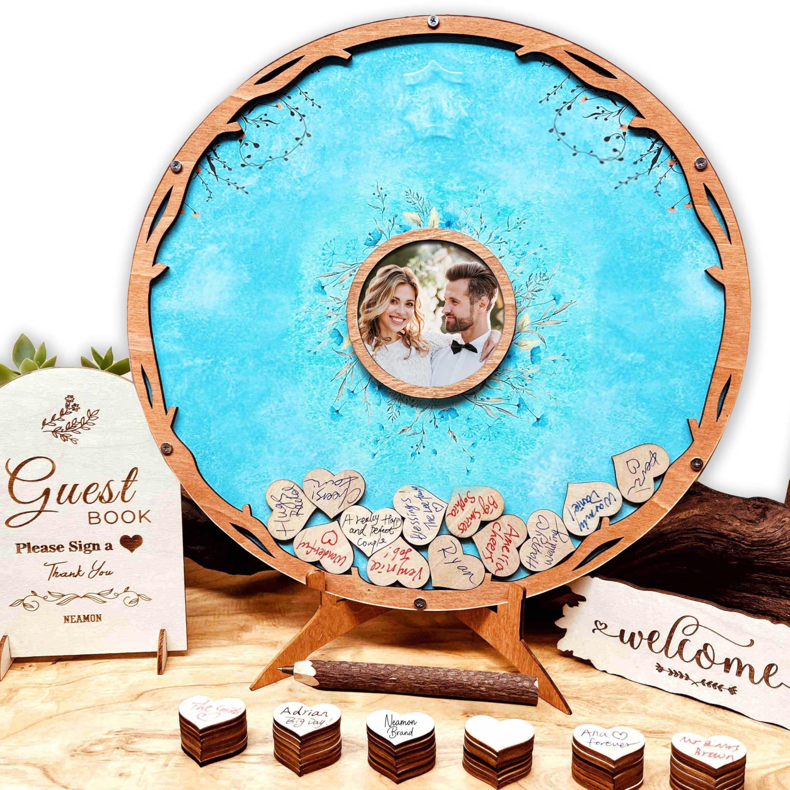 Rustic Wedding Guest Book Alternative Pen Set Sign Tree Branch, Unique Personalized Guest Book Wedding Reception Birthday Baby Shower Bridal Baptism Party Decor (Beatiful Brown)