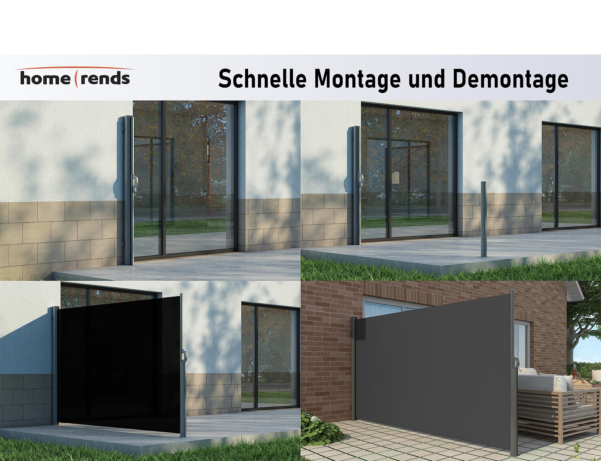 Tenda Da Sole Laterale In Poliestere - 200x400cm, Antracite, Per Balcone E Giardino - Foto 6