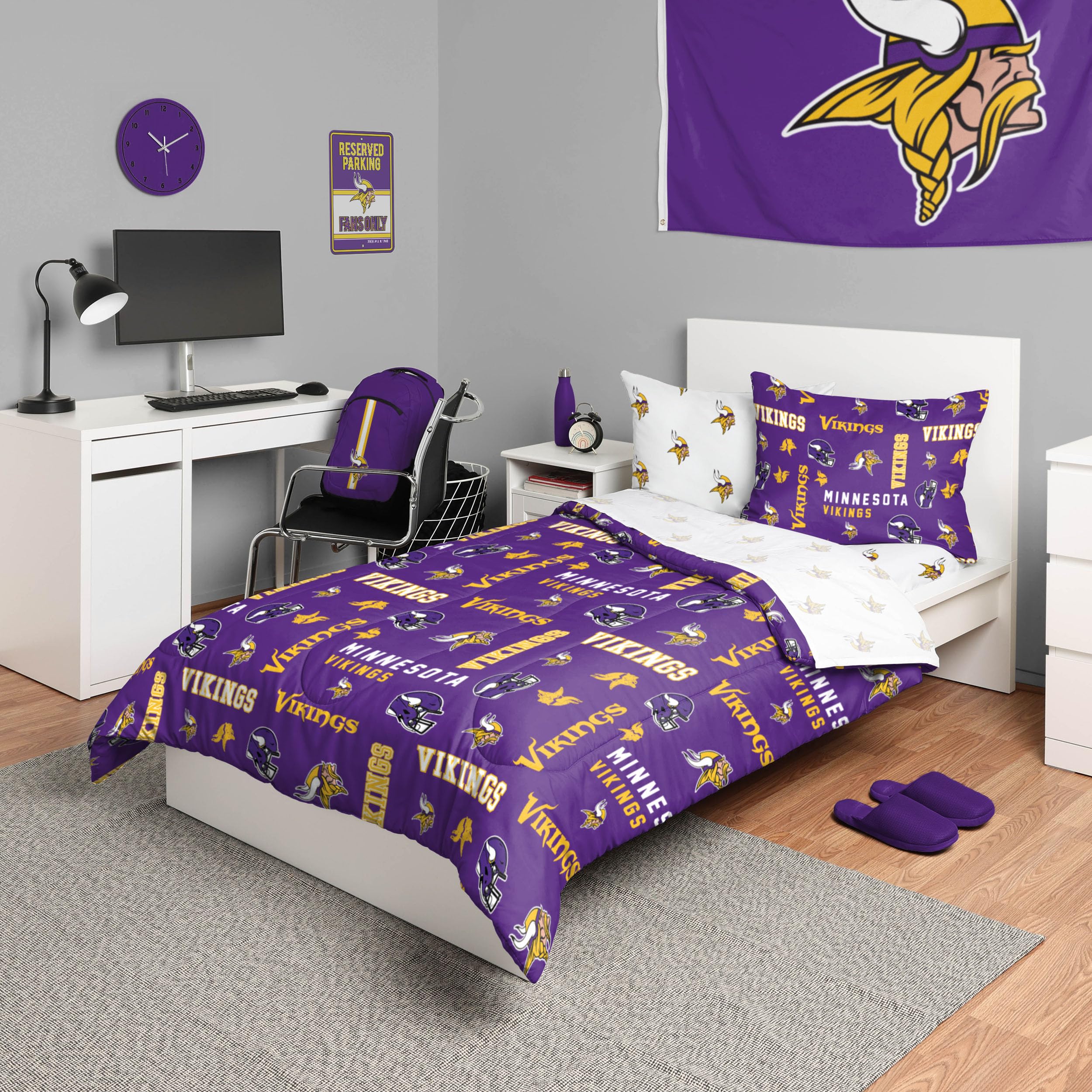 FOCO NFL Team Logo Bed in a Bag Comforter Sheets Pillow Cases Bedding 5-Piece Set