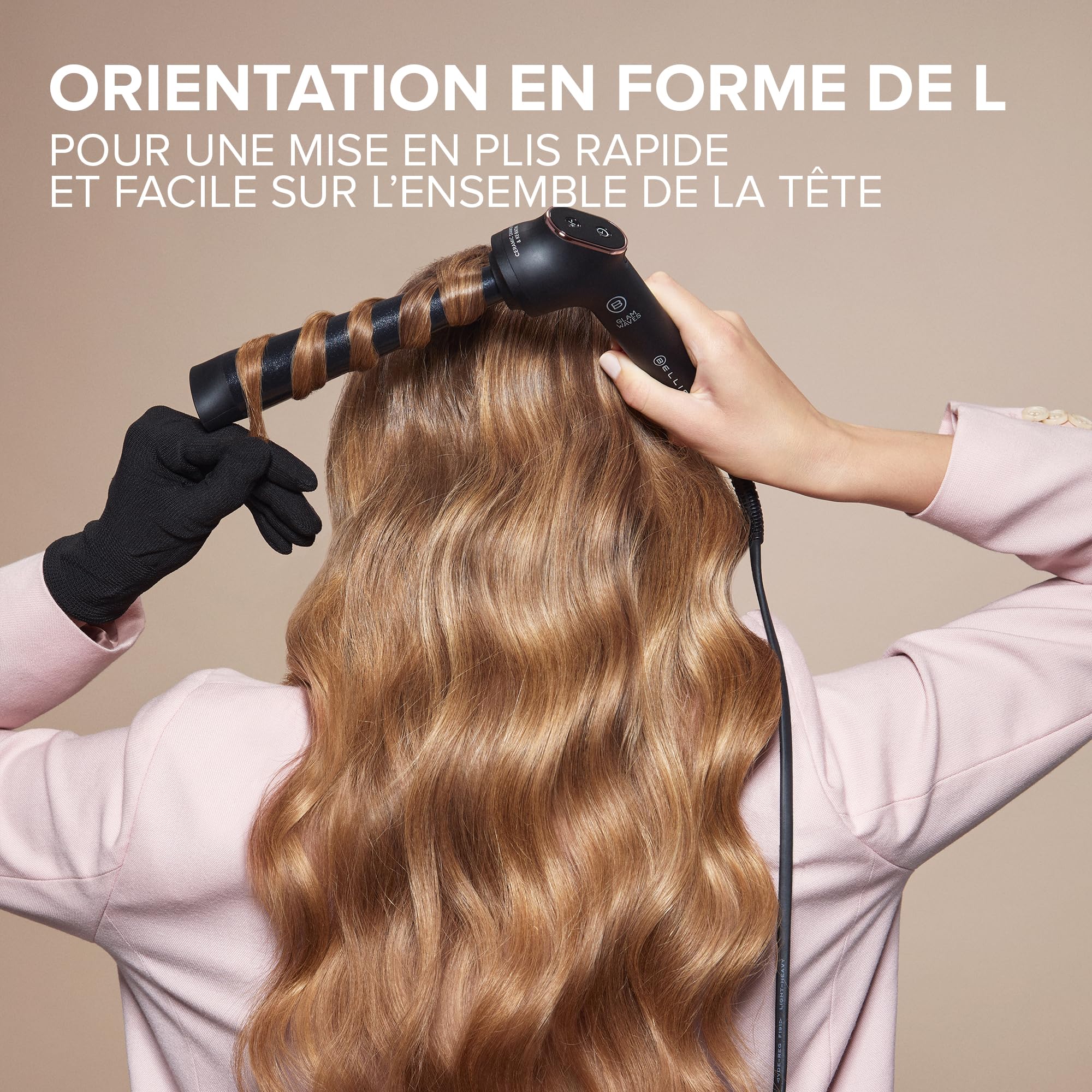 Bellissima Boucleur à Cheveux Glam Waves - Fer à Friser Forme Conique, Avec 5 Températures, Revêtement Céramique Diamaond & Kératine, Chaleur Constante, Embout Anti-brûlure, Chauffage Rapide
