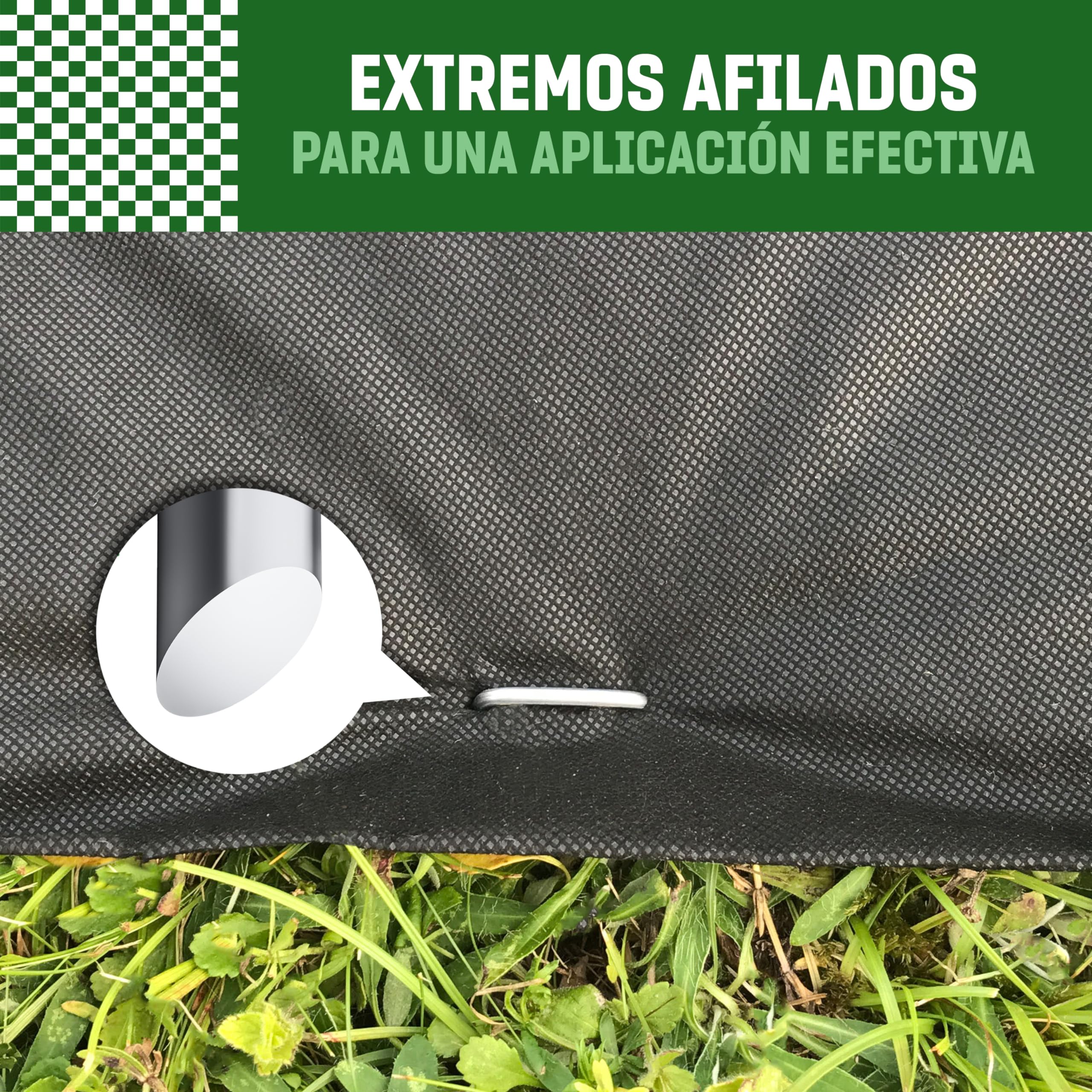 GardenGloss Grapas de Sujeción de Acero Galvanizado (100 Piezas) - Anclaje de Suelo Robusto para Malla Anti-maleza, Malla de jardín & Acampada - 150 MM de Largo, 25 MM de Ancho, Ø 3 MM