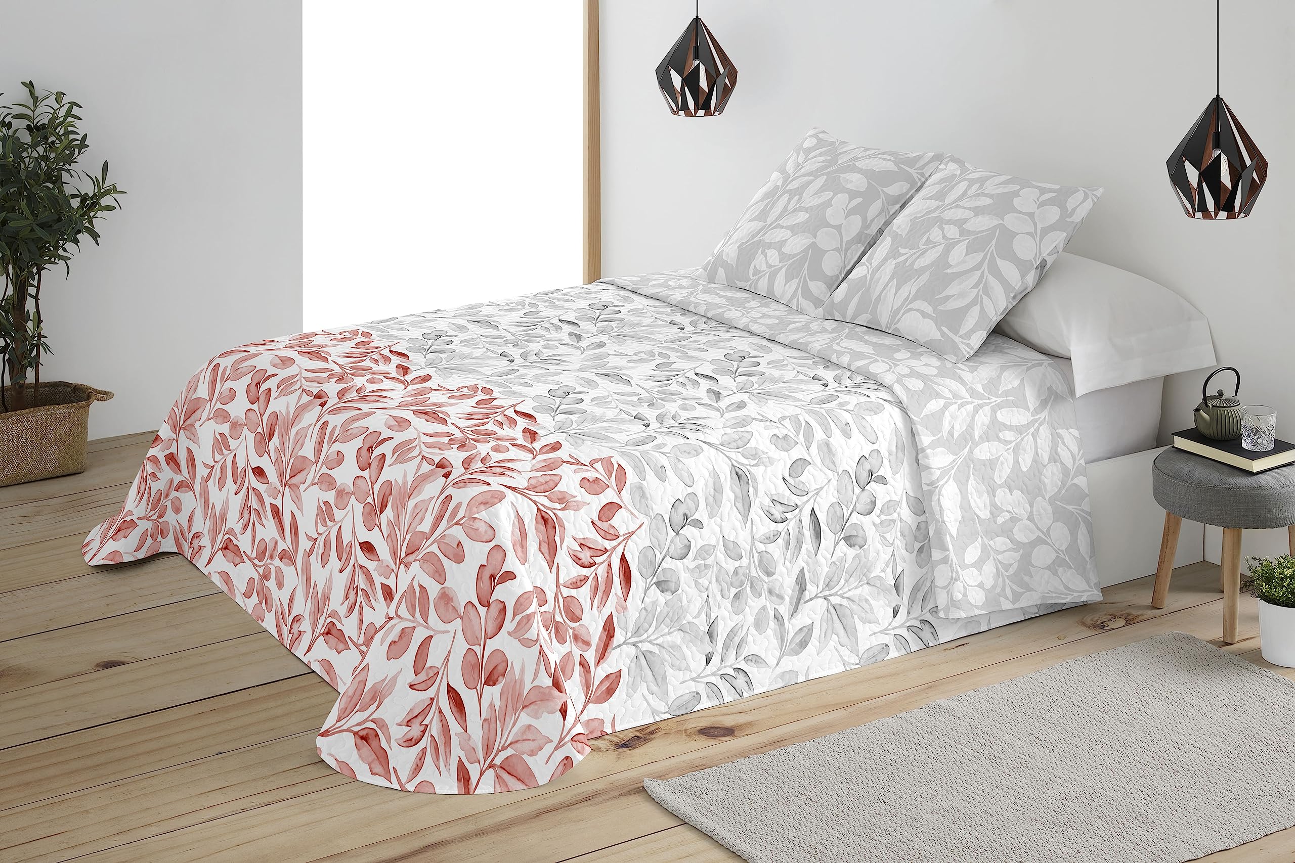 BOHEME Colcha Estampada Reversible Cosida Patry Teja Cama 150 cm - 250x270 cm