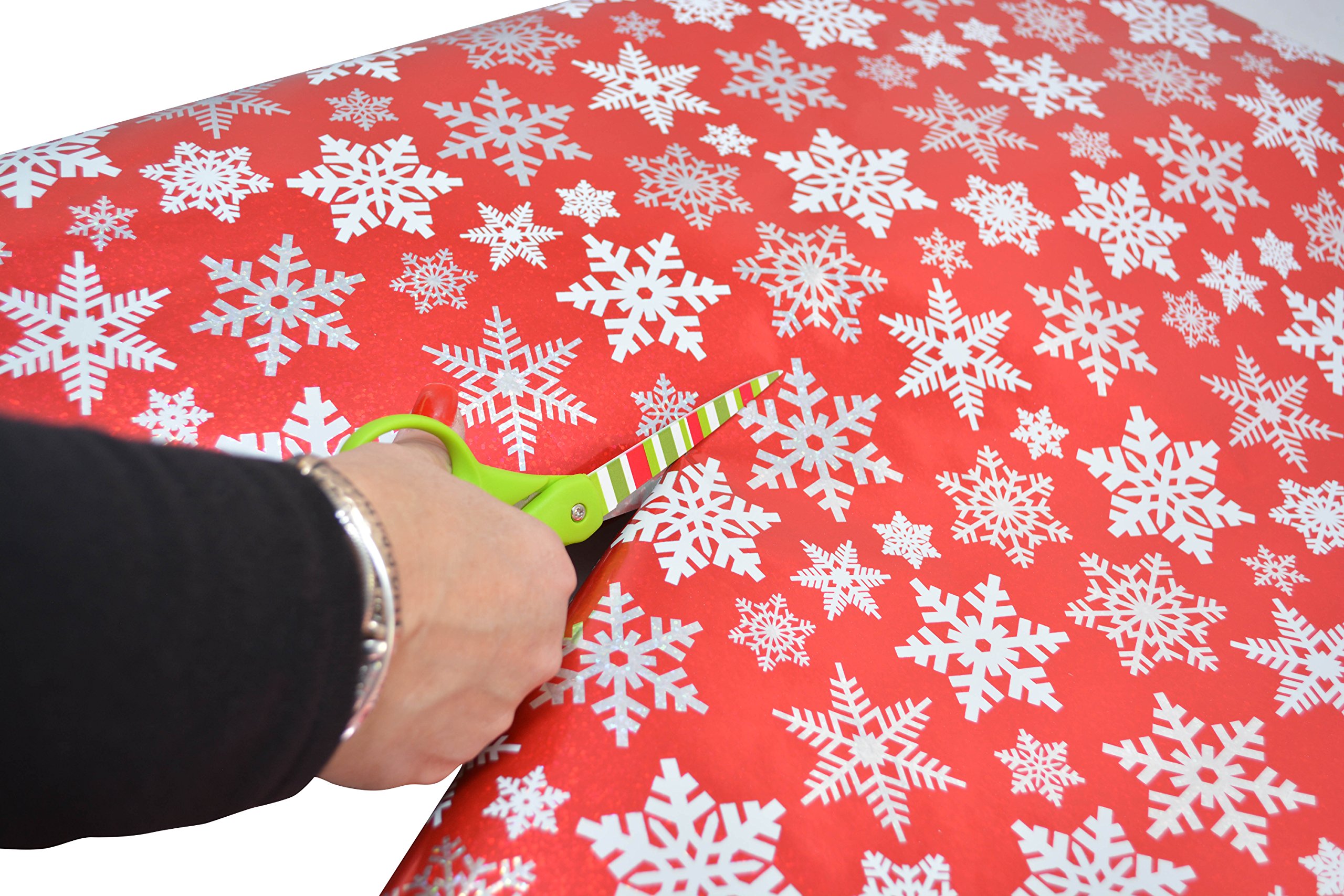 Westcott 8 Inch Straight Holidazed Scissors - Green Handle, Stripes