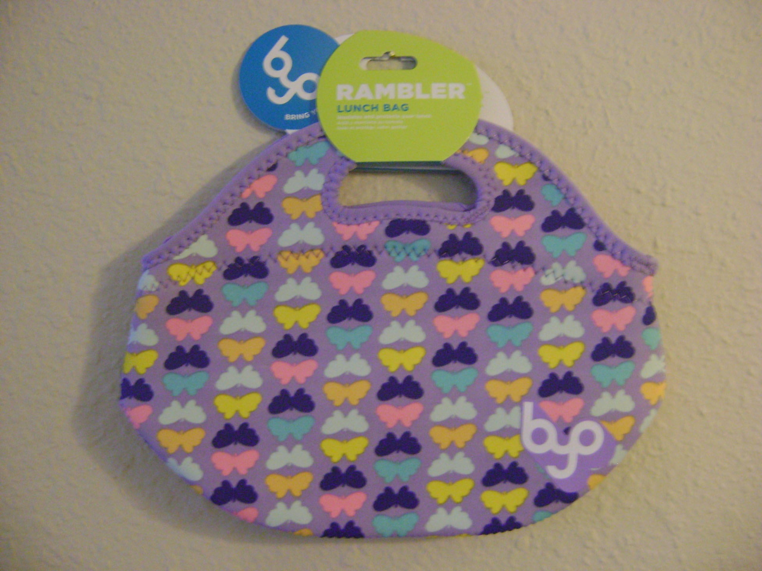 BYO Rambler Lunch Bag Light Purple with Butterfly Design with Free Pocket Highlighter Pen and Pocket Mechanical Pencil Included