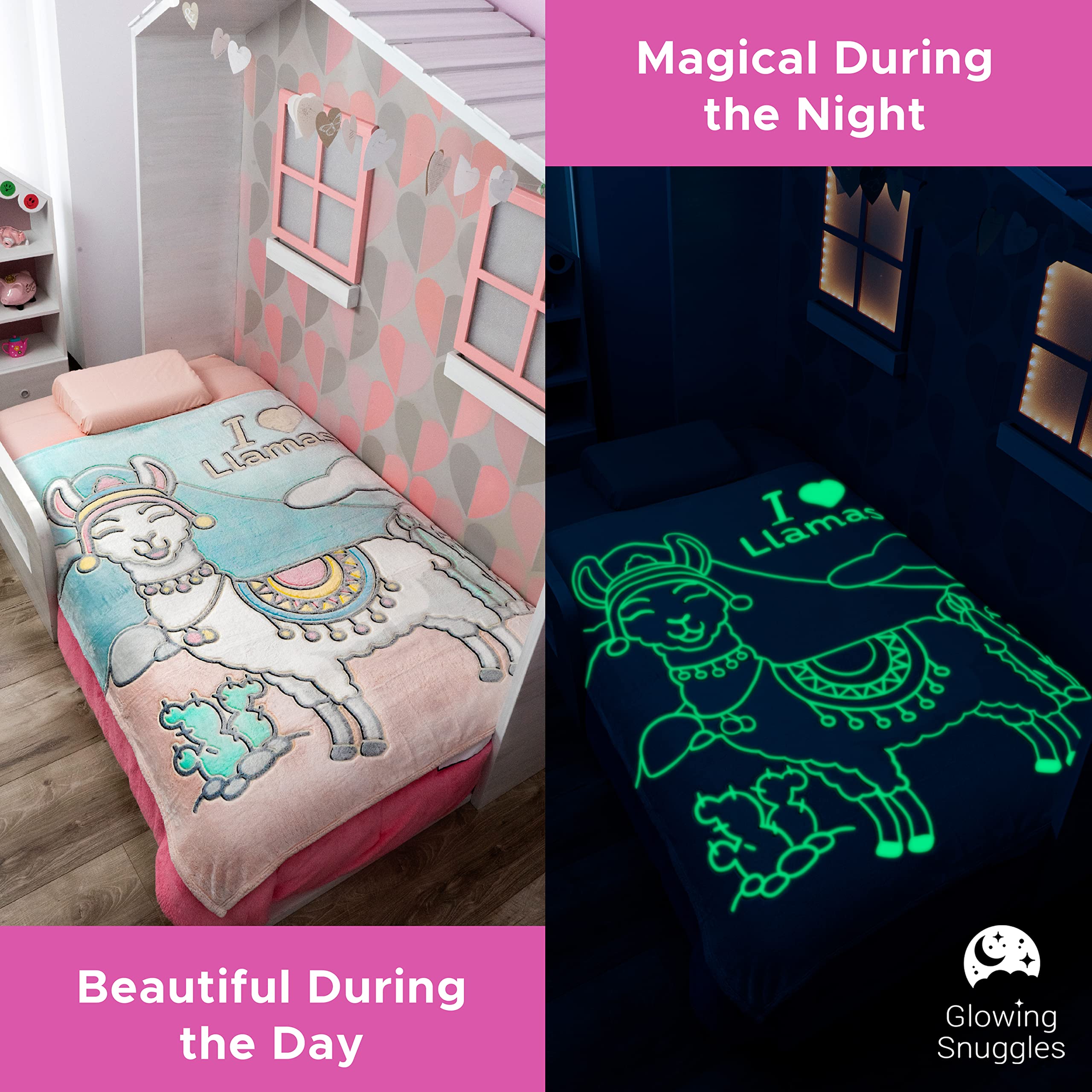 GLOWING SNUGGLES Lama-Decke – Leuchtet Im Dunkeln, Super Kuschelig Für Kinder & Erwachsene
