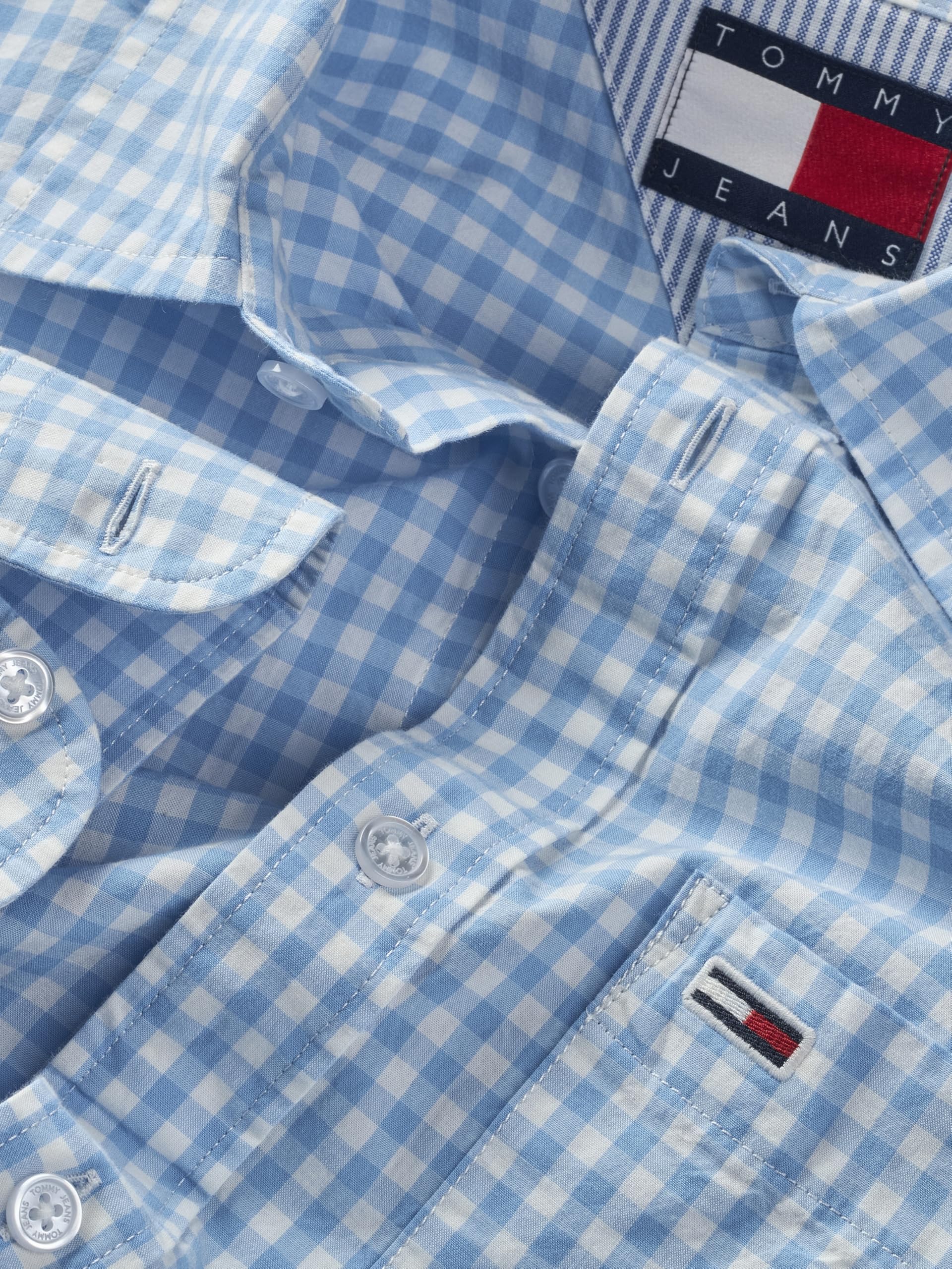 Tommy Jeans Camisa Hombre Poplin Check Manga Larga
