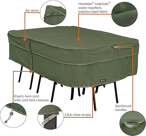 Miniatura 5 de Classic Accessories Montlake FadeSafe - Juego de mesa y silla rectangular  ovalada de 108 pulgadas, resistente al agua, helecho jaspeado