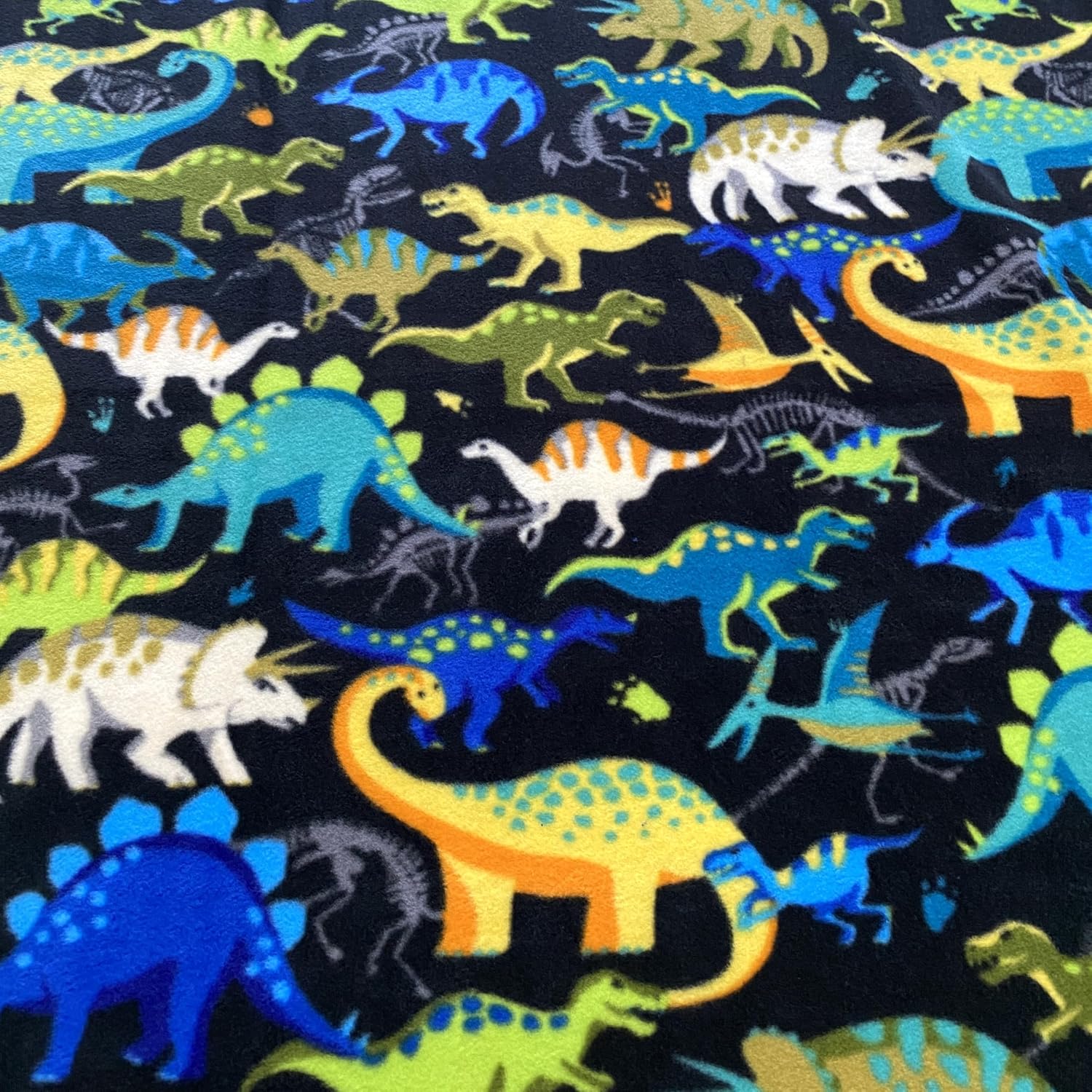 YourFleece No-Sew Throw Fleece Fabric DIY Blanket Making Kit, Make Your Own, Anti-Pill, Dinosaurs History, 72x60 inches