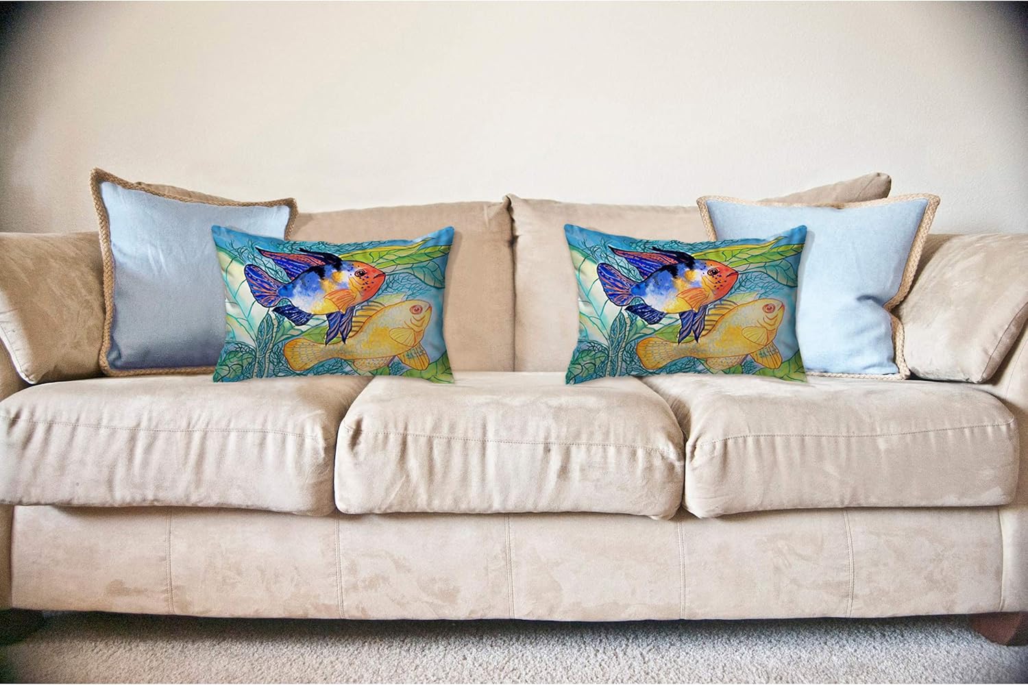 Betsy's Two Fish No Cord Pillow 16x20