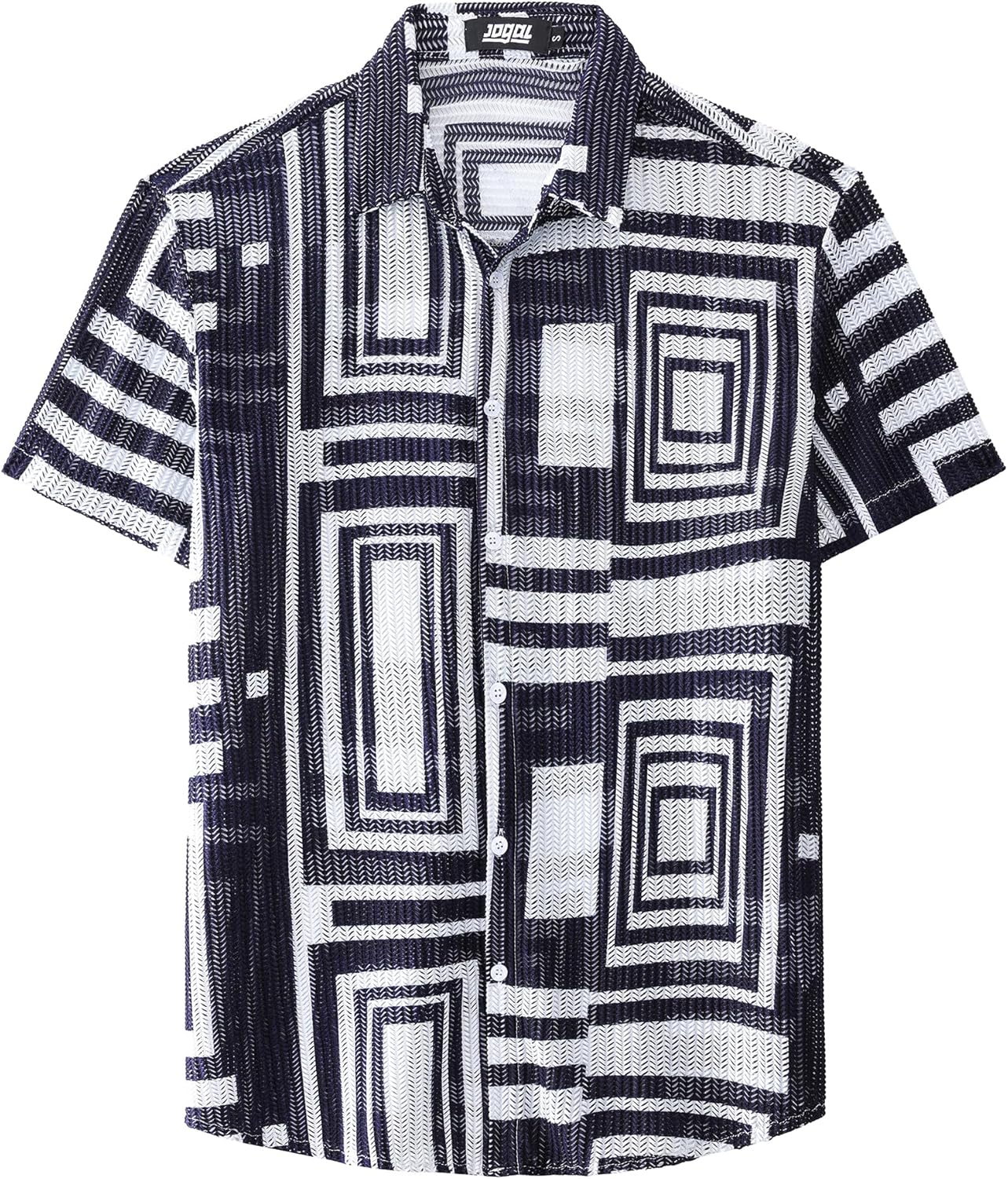 JOGAL Mens Mesh See Through Floral Shirts Stretch Wrinkle-Free Regular Fit Short Sleeve Casual Button Down Summer Shirts - Image 3