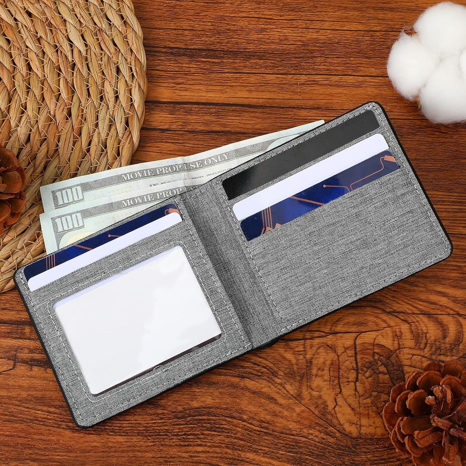 Molain Mens Slim Canvas Wallet, Small Bifold Fabric Wallet for Men and Teen Boys Portable Credit Card Wallet Minimalist Credit Card Holder for Work