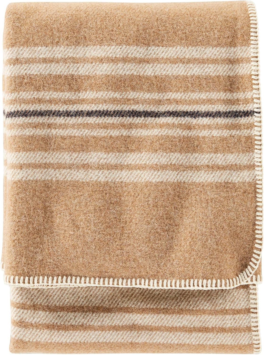 Black Friday - 80% OFF Pendleton, Eco-Wise Washable Wool Throw, Irving Stripe Camel