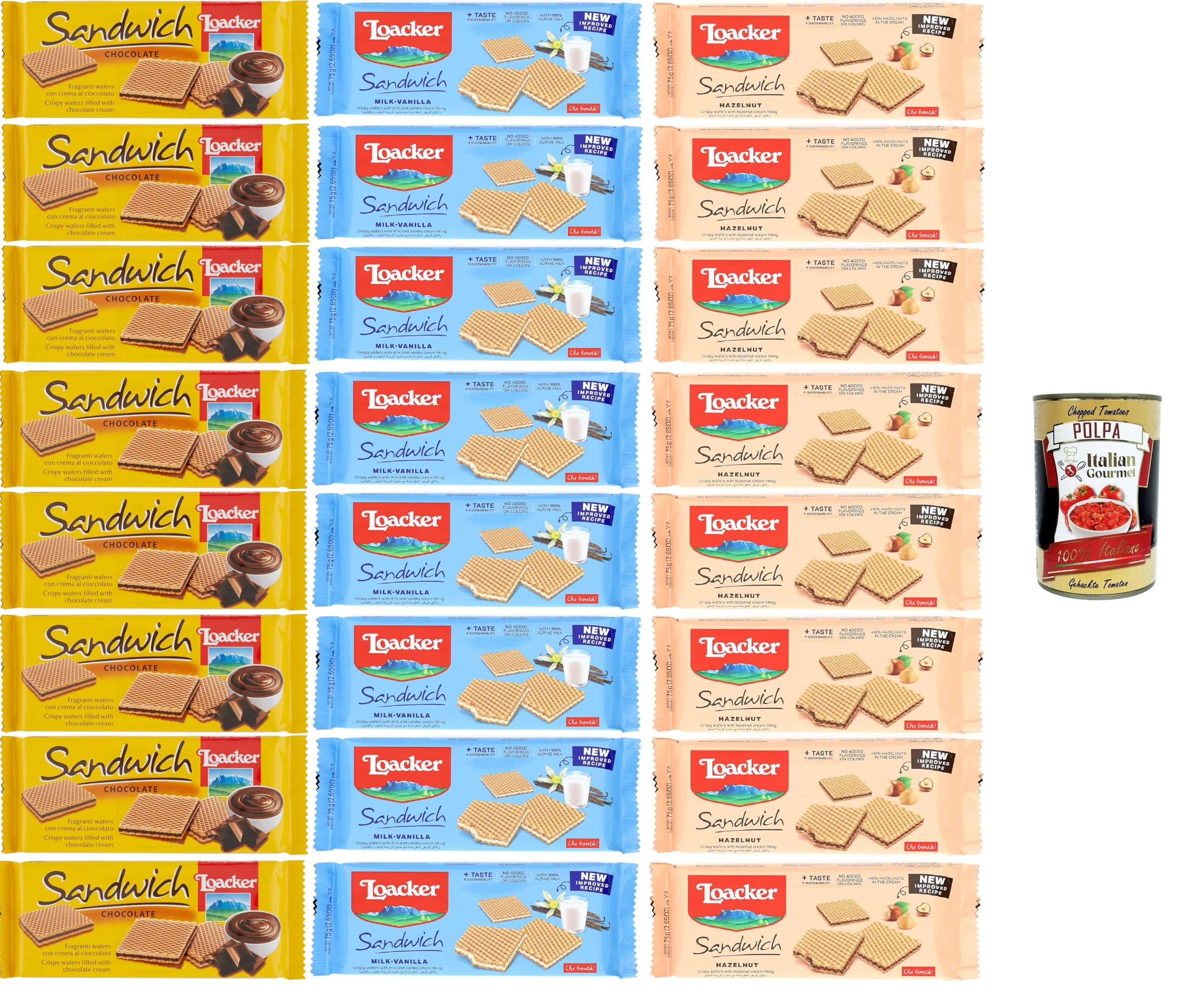 Italian Gourmet Testpaket Wafer Biscotti 24 x 75g Schoko Nuss Vanille Mix