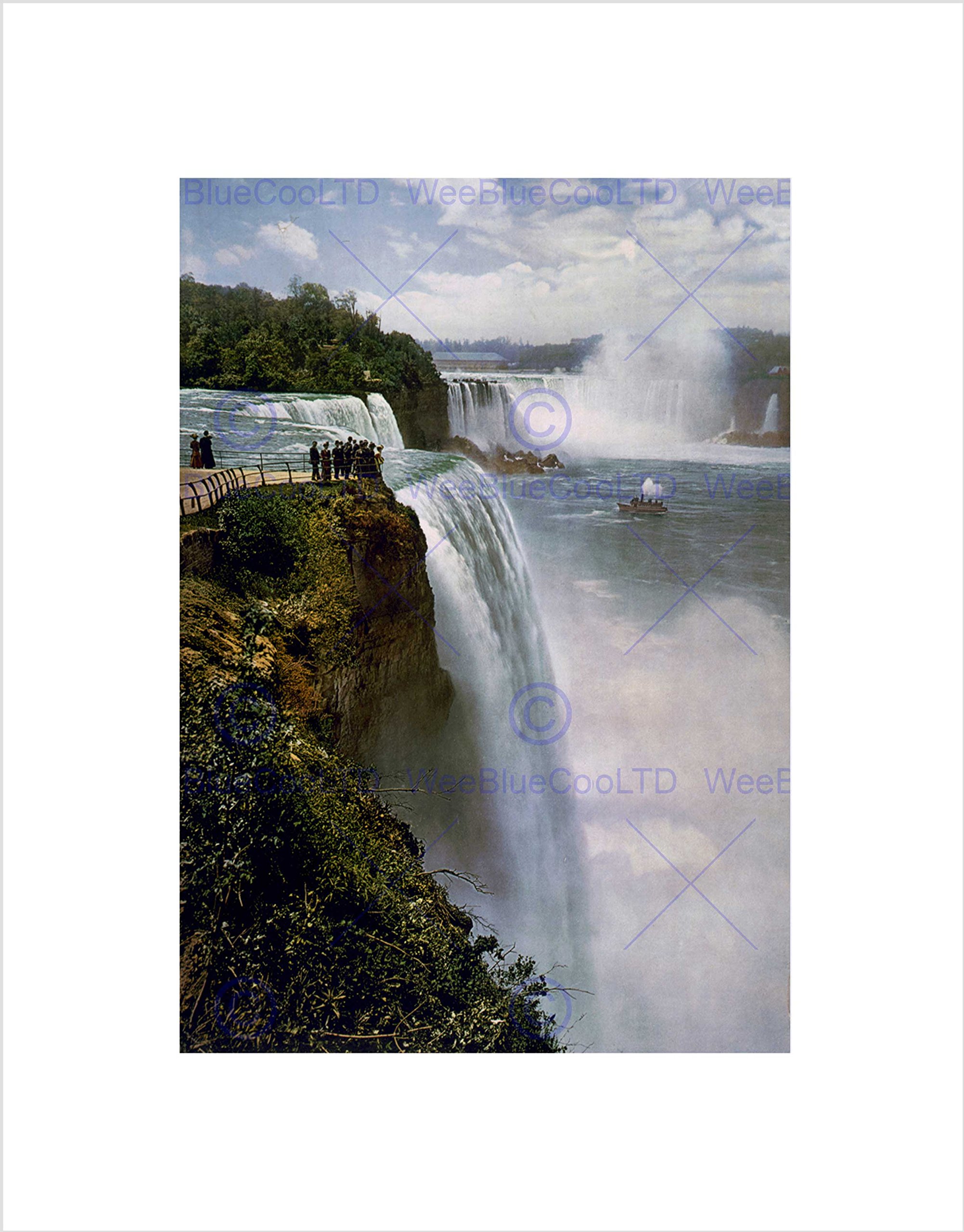 Wee Blue Coo Vintage Niagara Falls Waterfall New York USA Canada Wall Art Print