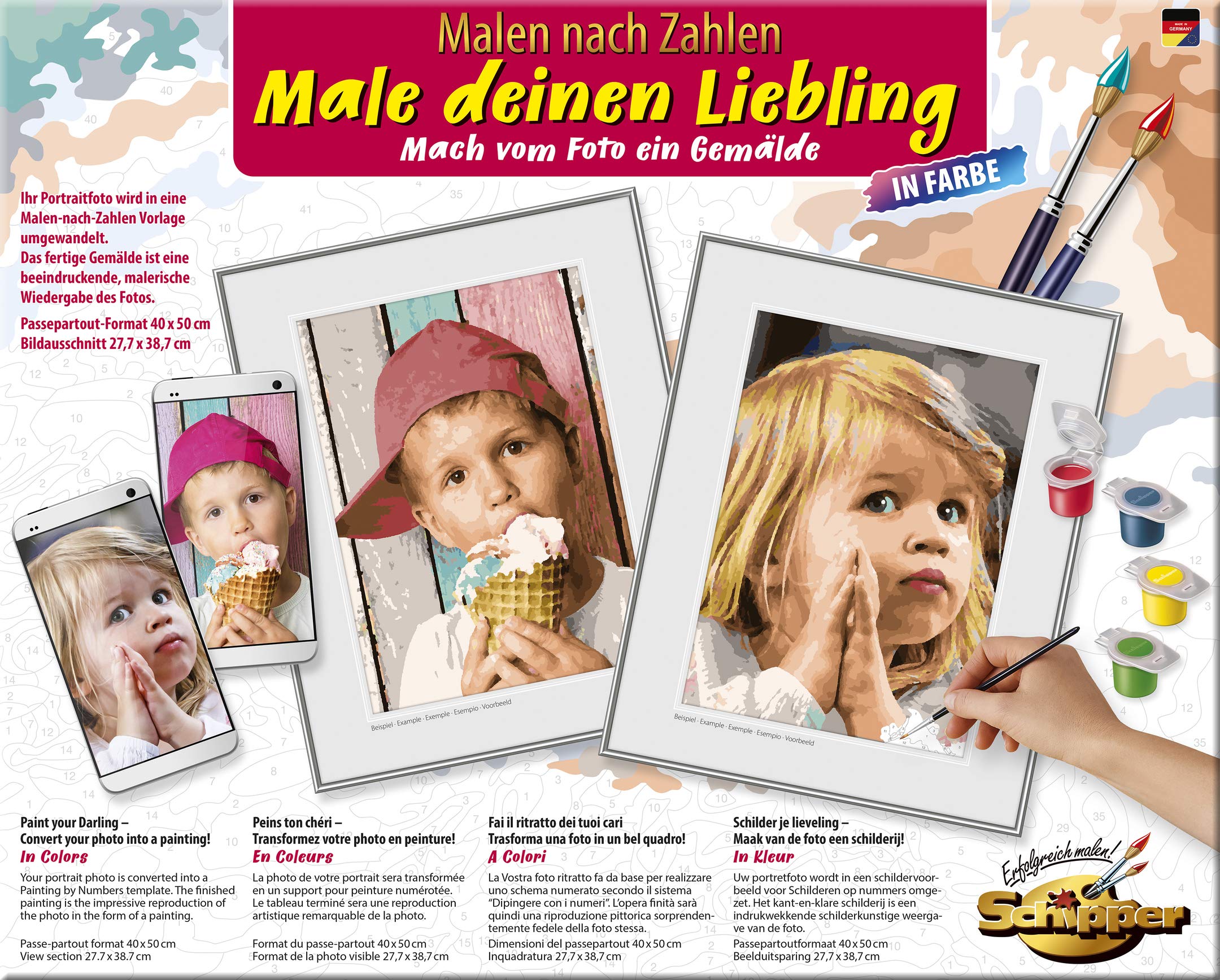 Schipper Malen nach Zahlen – Male deinen Liebling in Farbe, individuelles Porträt als Malvorlage, eigenes Foto als Malvorlage, personalisiertes Malset, 30 x 40 cm, kreative Geschenkidee