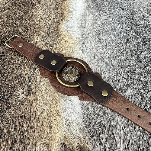 Miniatura 5 de HiiFeuer Viking Runes - Pulsera de piel sintética, estilo retro nórdico, hebilla nórdica