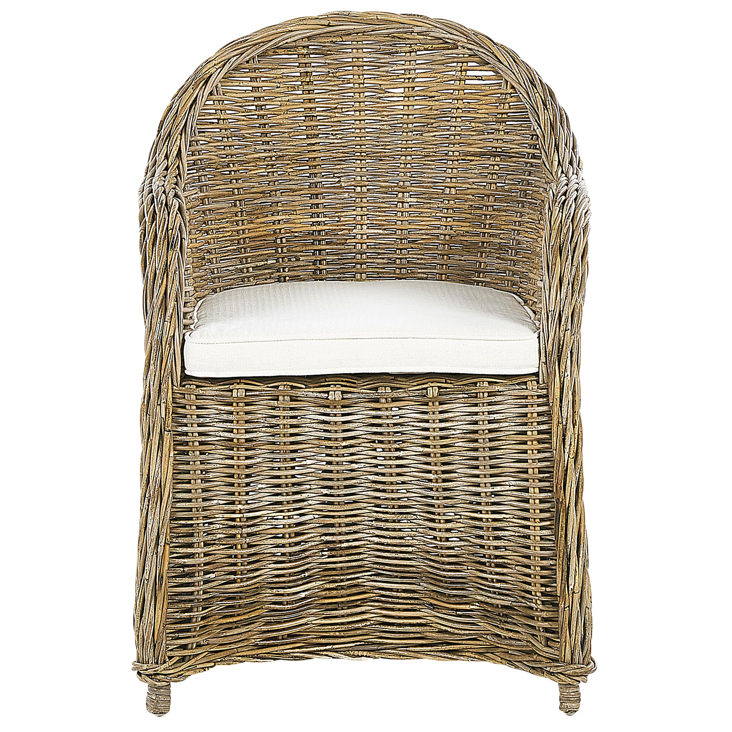 Set poltrone da giardino in rattan naturale con cuscini in cotone bianco