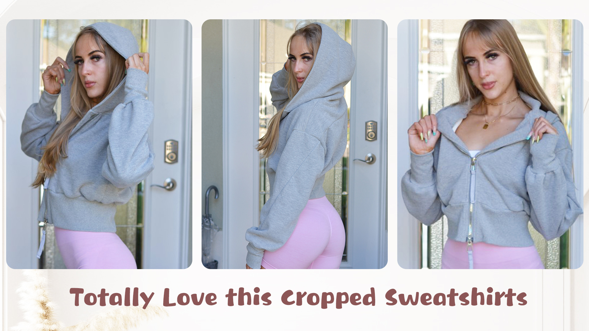 Kissonic Womens Hoodies Full Zipper Sweatshirts Long Sleeve Crop