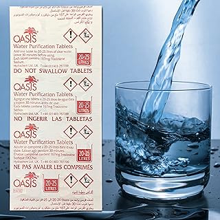 plasteo PURE OASIS Wasserreinigungstabletten Wasserentkeimung Krisenvorsorge 10er Set für 250 Liter