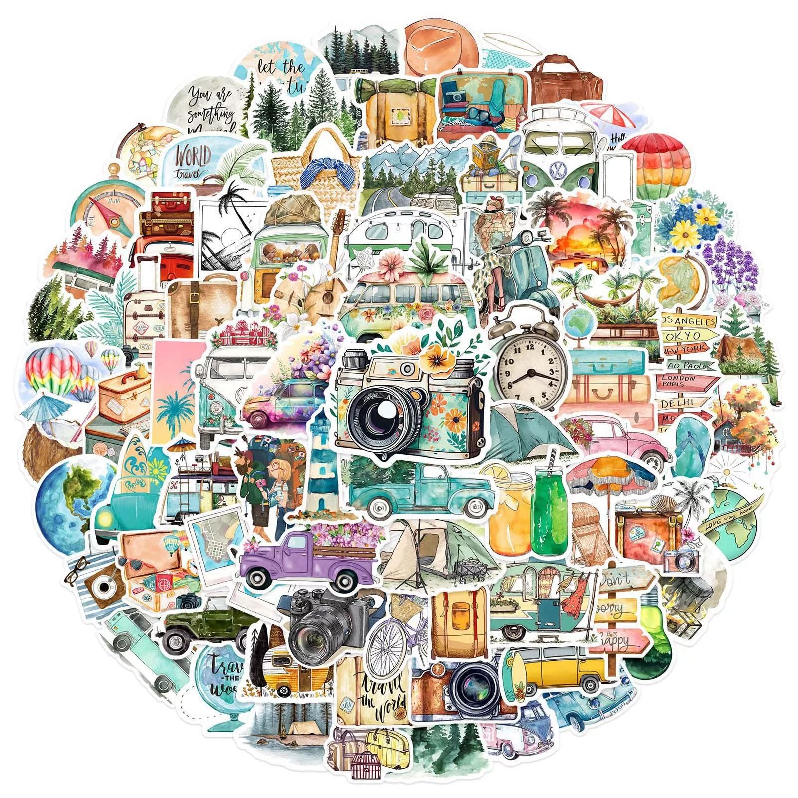 100 Pcs Outdoor Travel Stickers Outdoor Camping Hiking Adventure Stickers Water Bottle Luggage Cups Guitar Notebook Scrapbook Bicycle Graffiti Tags Sticker - Image 3