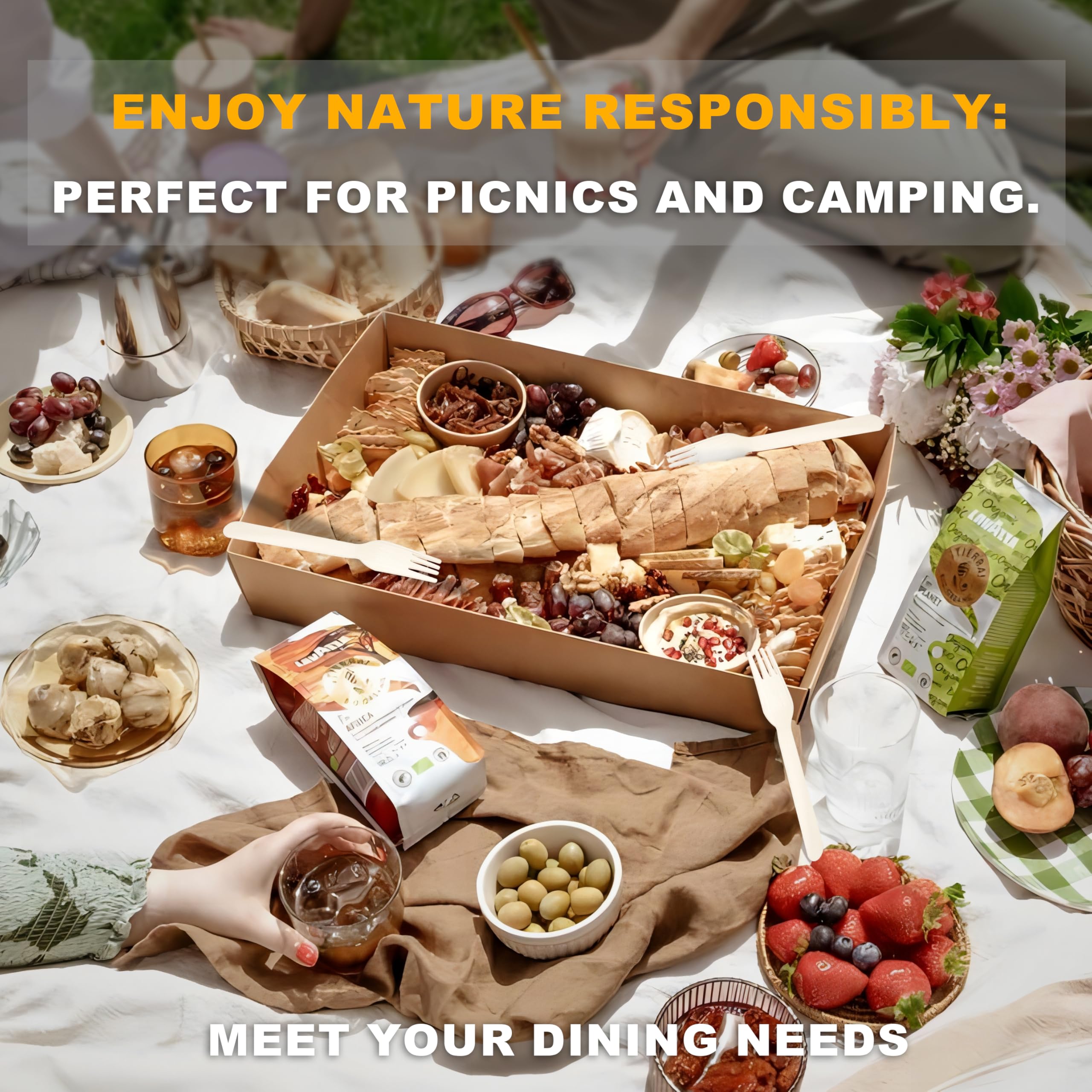 Tenedores de madera desechables, 360 tenedores de madera compostables biodegradables para comer, alternativa ecológica a los utensilios de plástico