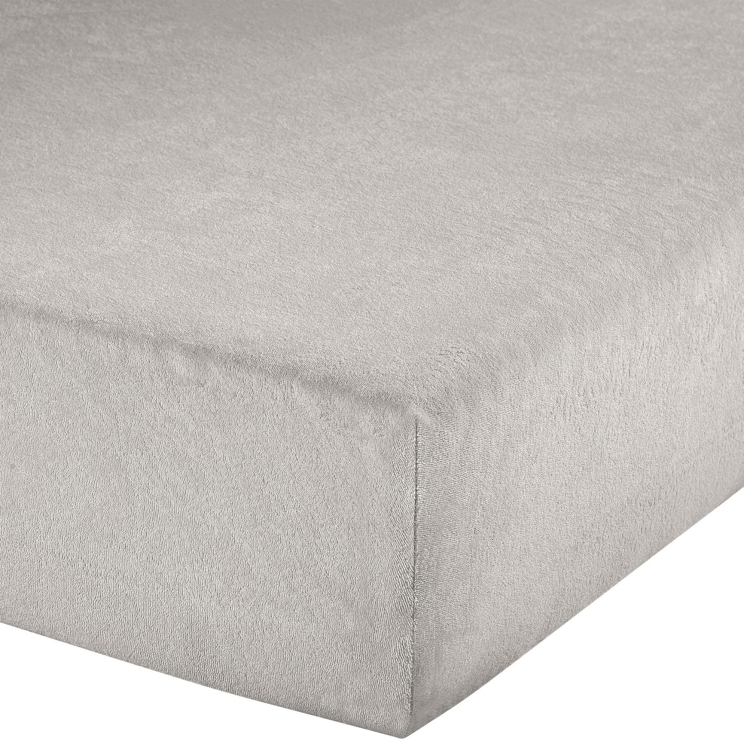 Erwin Müller Spannbettlaken, Spannbetttuch Erding Frottee-Stretch grau Größe 90×190-100×200 cm – hautsympathisch, kuschelig, bügelfrei, Rundumgummi…