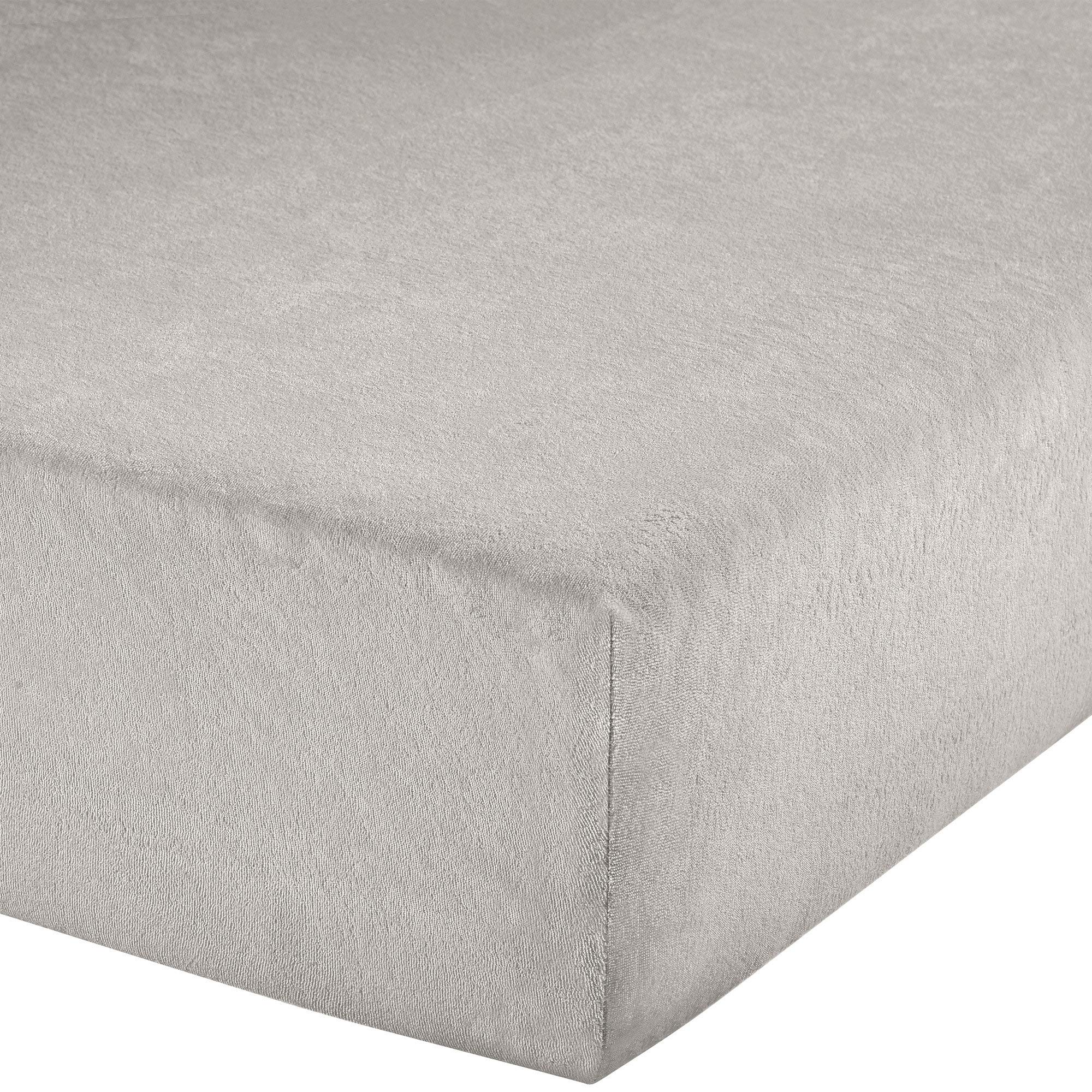 Erwin Müller Spannbettlaken, Spannbetttuch Erding Frottee-Stretch grau Größe 90x190 cm - 100x200 cm
