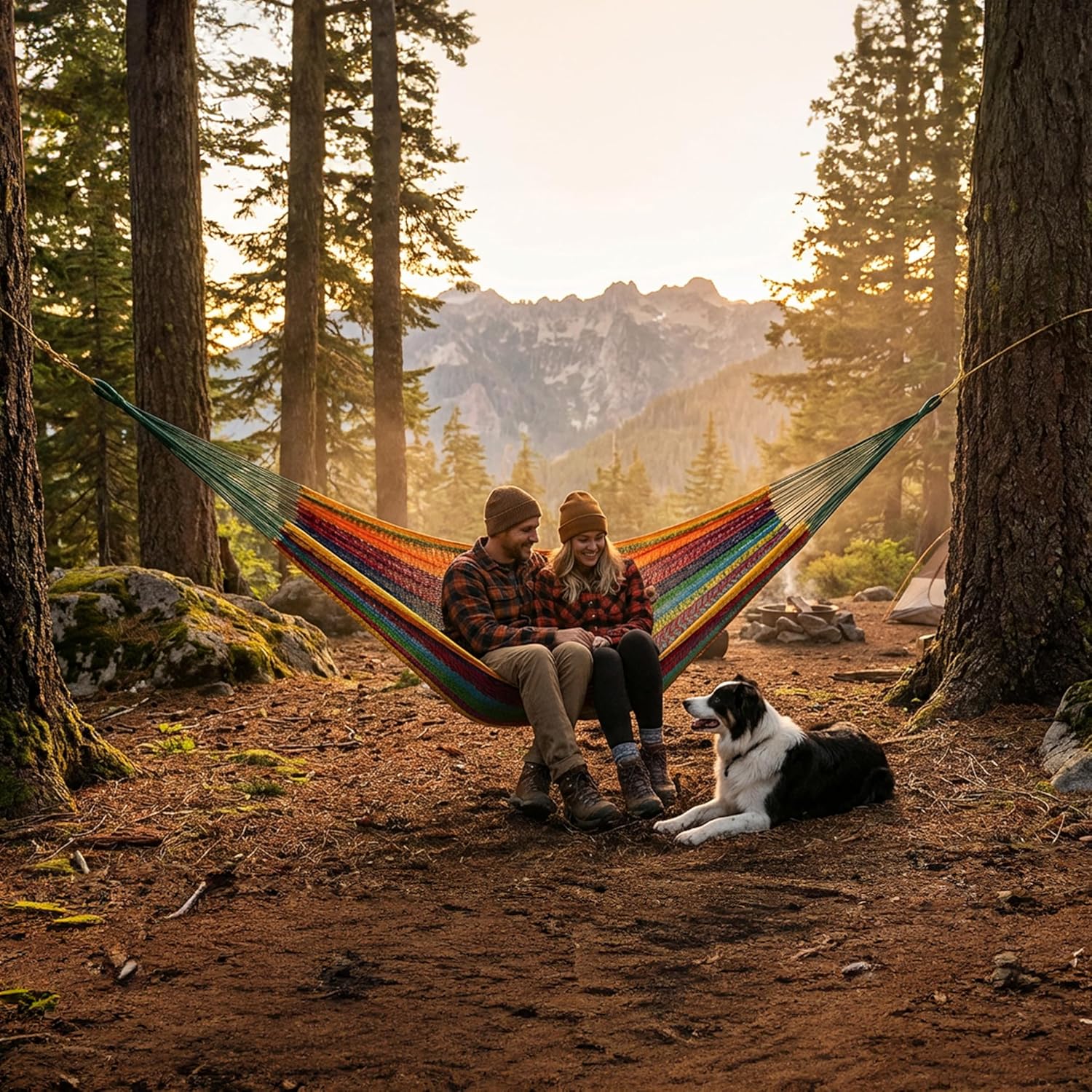 Sunnydaze Handwoven XXL Thick Cord Mayan Double Hammock for Outside - 625-Pound Capacity Heavy-Duty Outdoor Hammock - Multicolor