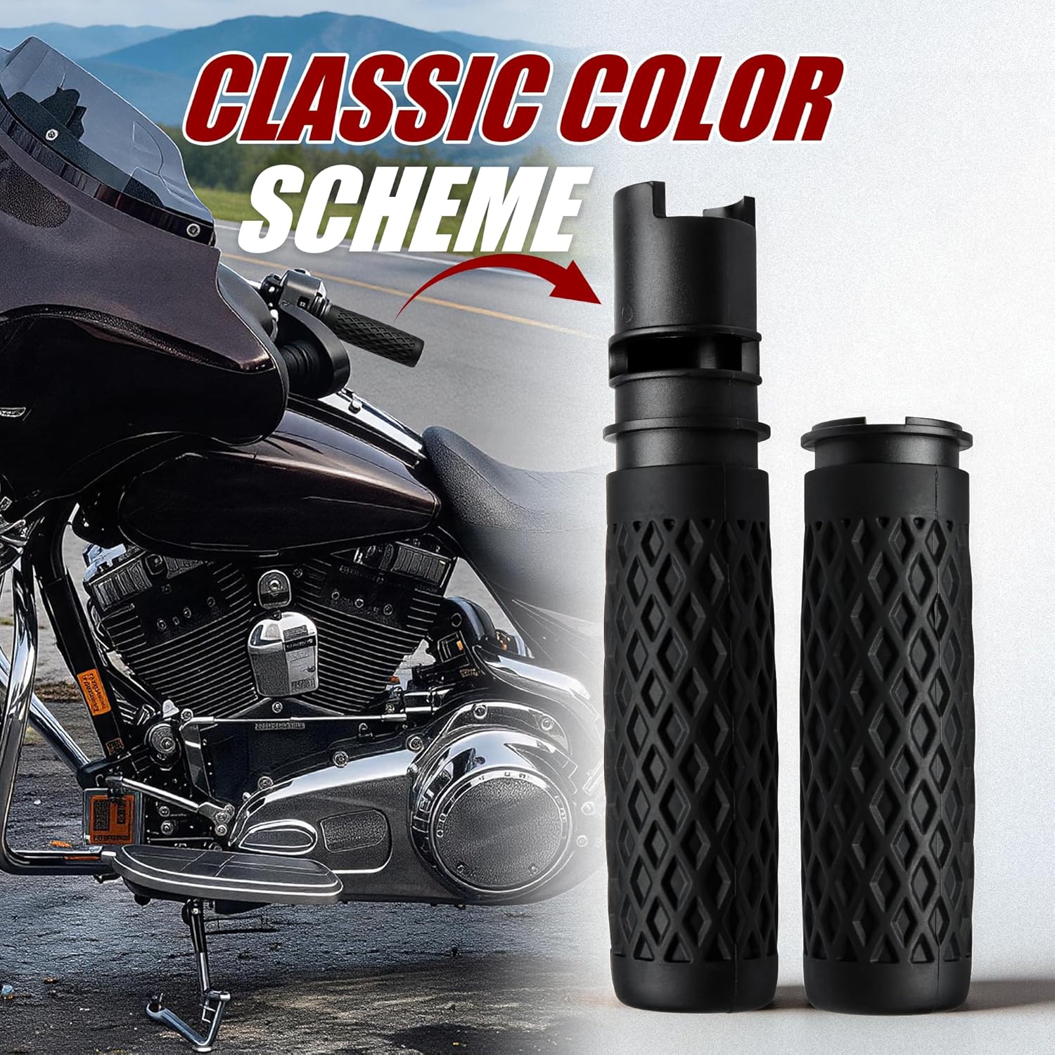 1" Silicone Handlebar Grips for Harley 2023-later CVO Street/Road Glide, 2024-Up Road/Street Glide,FLTRXSTSE, 2025-Up FLHXU & Softail,Black