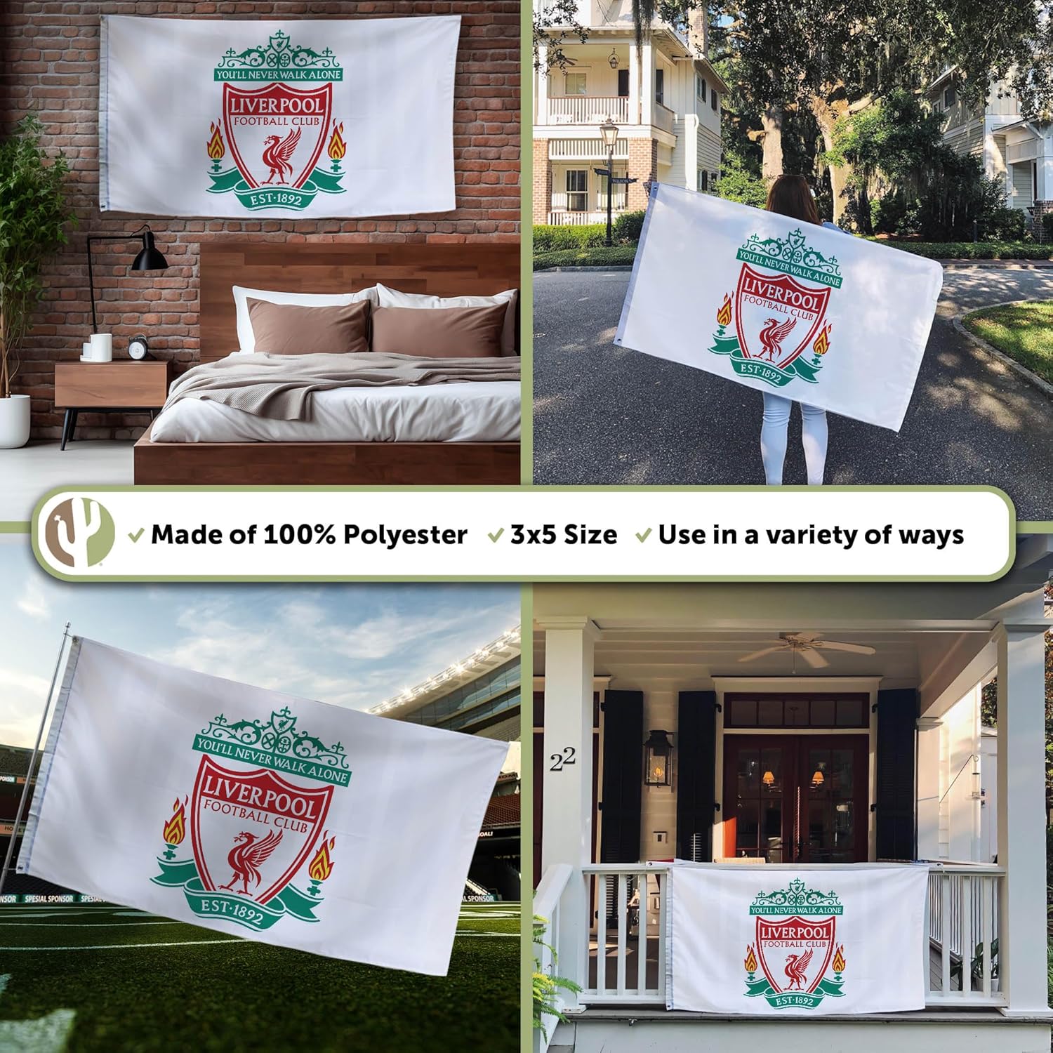 Desert Cactus Liverpool FC Flag Football Club Soccer 100% Polyester Indoor Outdoor 3x5 feet Flags (Flag L) - Image 3