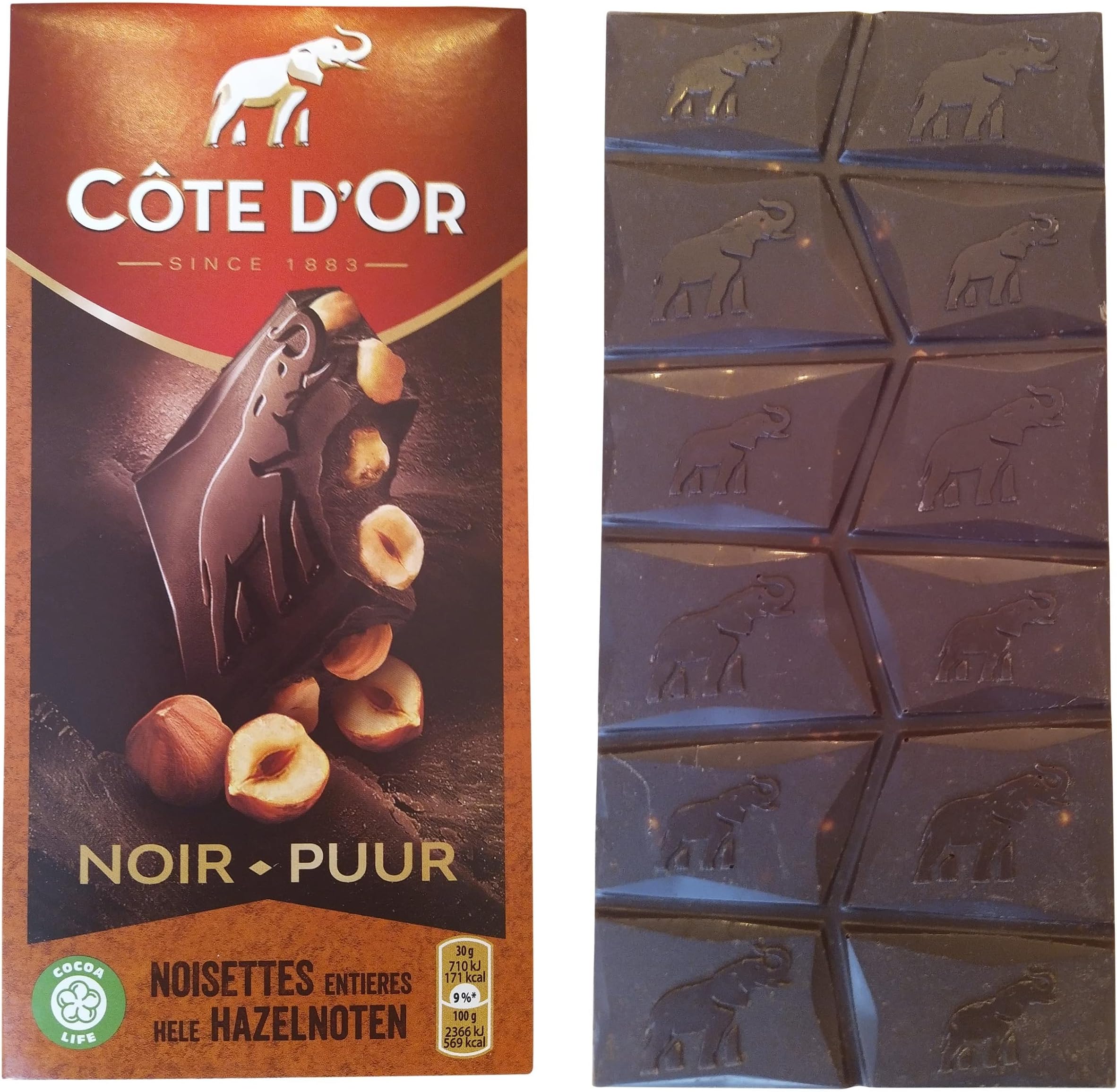 Cote d’Or Dark Chocolate with Hazelnuts | Côte d'Or Chocolate Dark | Belgian Dark Chocolate | Belgian Chocolate Bar | Total Weight 6.34 ounce