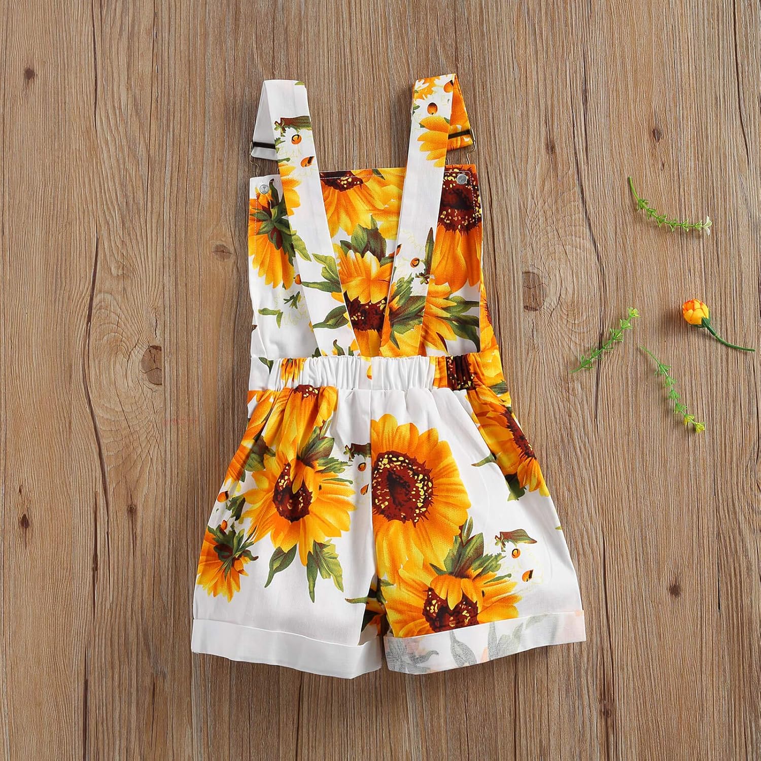 Toddler Baby Girl Overalls Shorts with Pocket Sunflower Outfit Little Kids Girls Summer clothes - Image 4