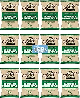 Kettle Cooked Potato Chips by Great Lakes Value Pack Bundled by SUPERDEALS | 1.375 Oz Bag | Parmesan Ranch Style | Pack of 12 with mystery bonus gift