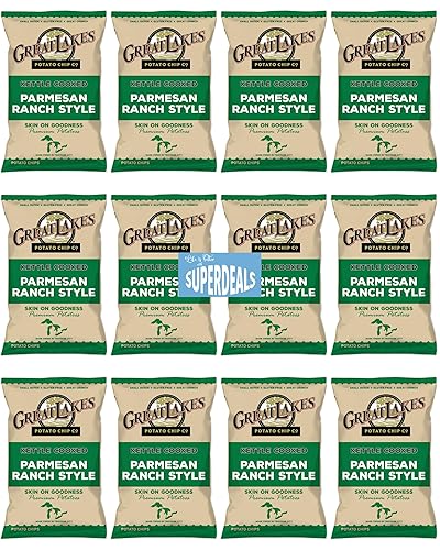 SUPERDEALS - Patatas fritas cocidas Kettle de Great Lakes, paquete económico incluido por SUPERDEALS  Bolsa de 1.375 onzas  Estilo rancho parmesano
