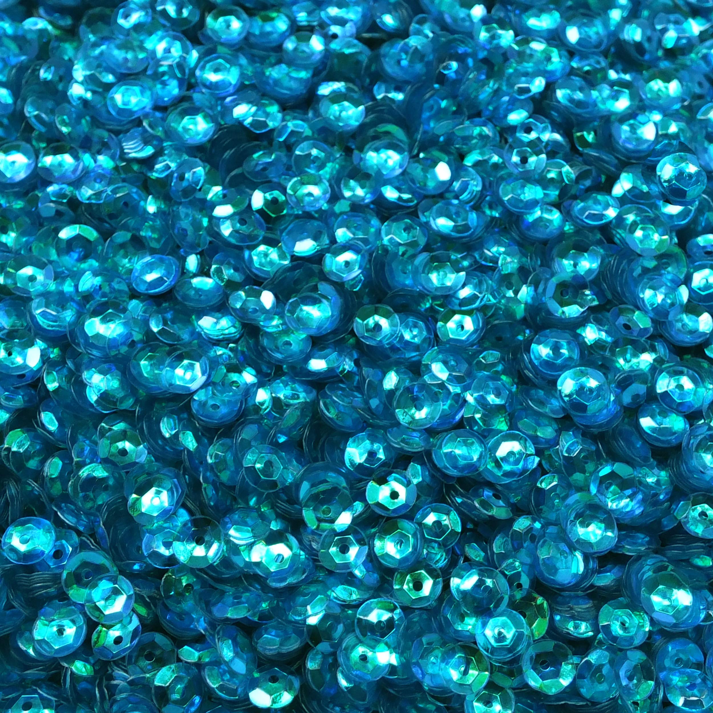 6mm Cup Sequins Crystal Iris Peacock Blue Green Rainbow Medium Hole Made in USA