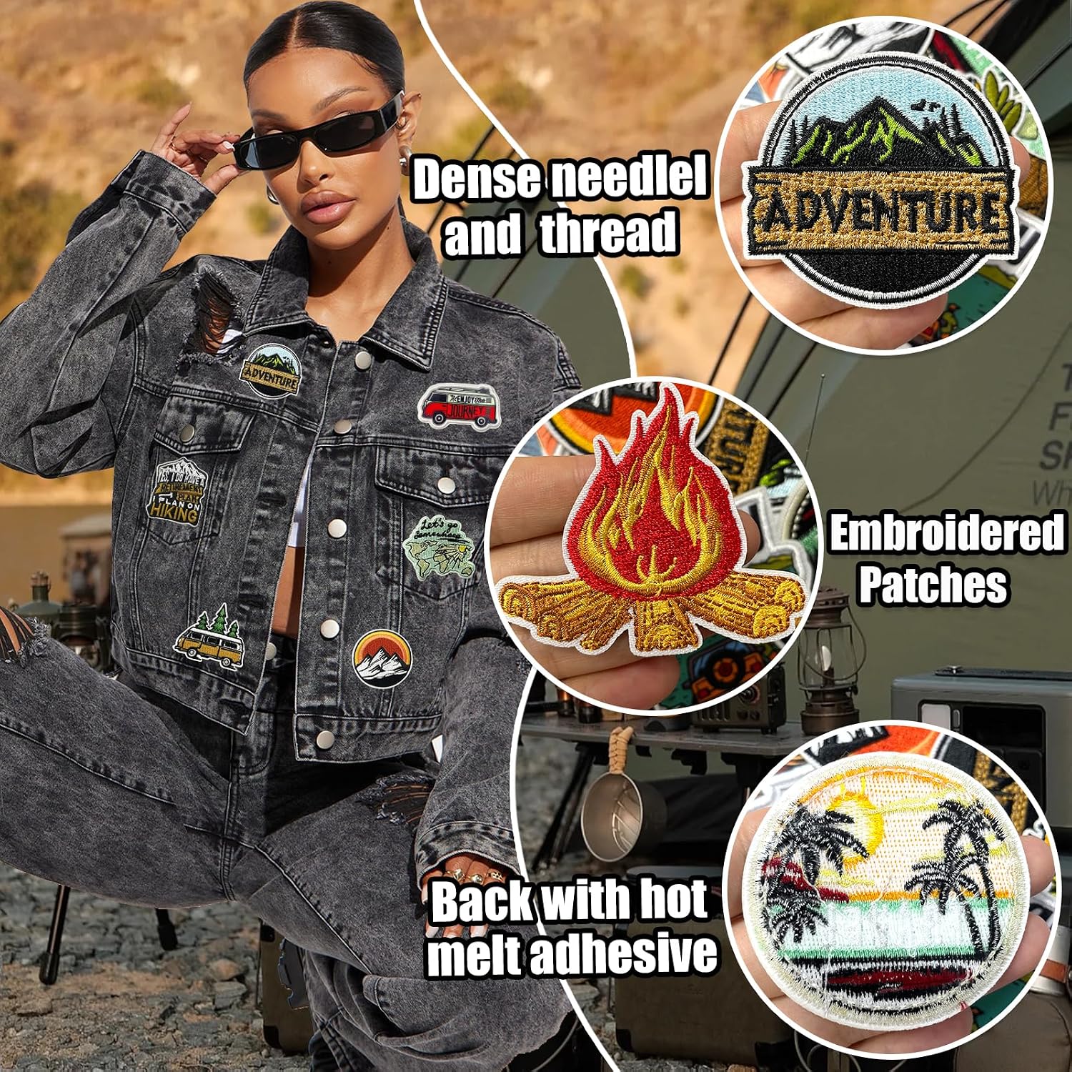 CY Embroidered Applique 13Pcs Outdoor Camping Iron On Patches Nature Adventure Wild Hiking DIY Craft Accessories for Clothing Backpacks Jackets Bag Hats