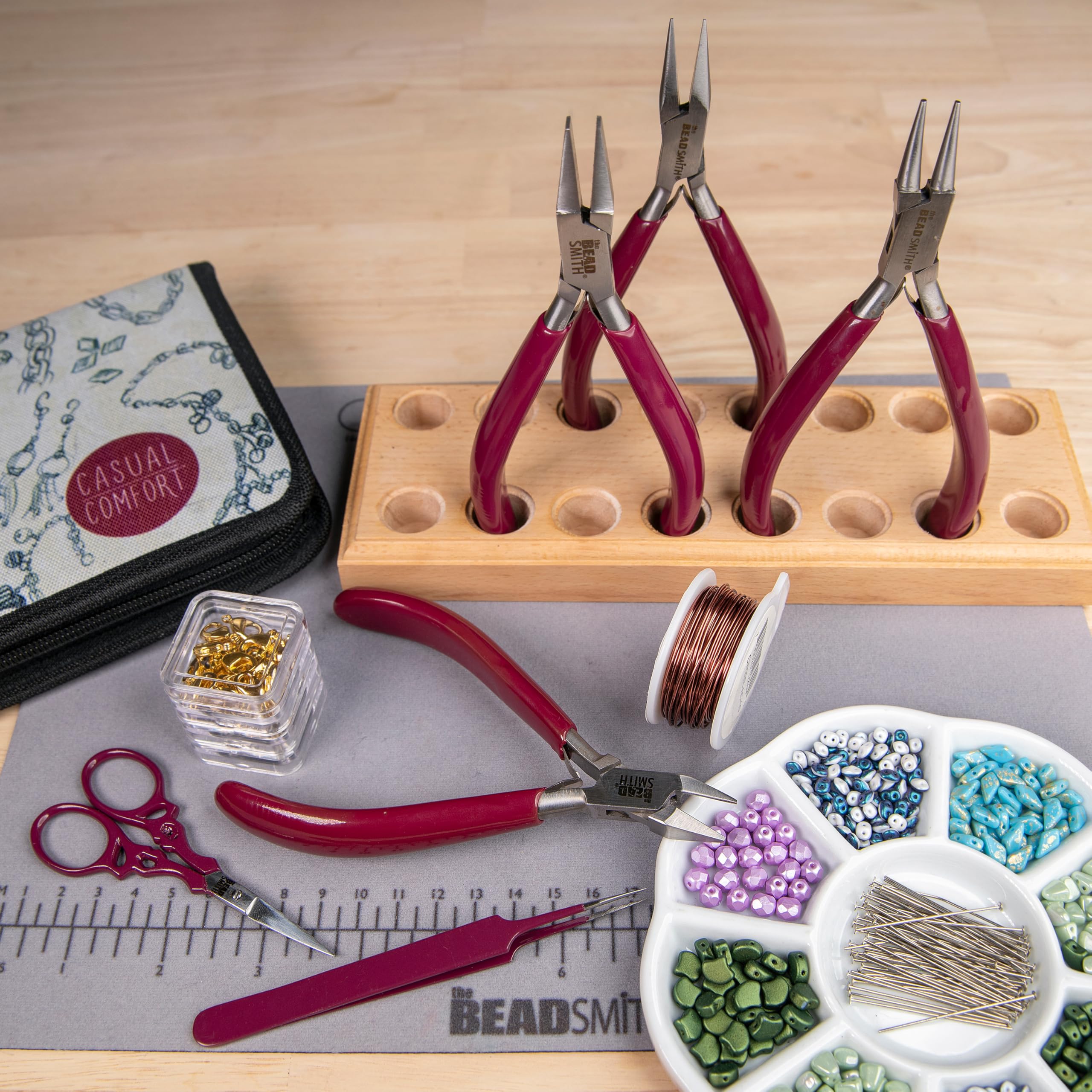 The Beadsmith 6-teiliges Werkzeug-Set – 152 mm Schmuckherstellungs-Set, inklusive Kette, runder und flacher Nase, Bündigschneider, Schere und Pinzette mit Etui