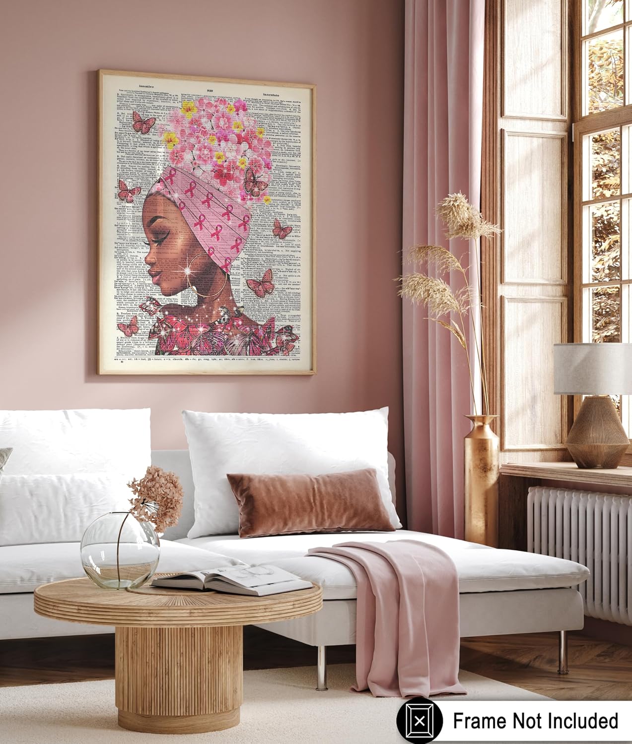 Poster Master Breast Cancer Awareness Print - Dictionary Poster - African American Art - Gift for Men & Women - Floral Decor for Living Room or Girl's Room - 8x10 UNFRAMED Wall Art