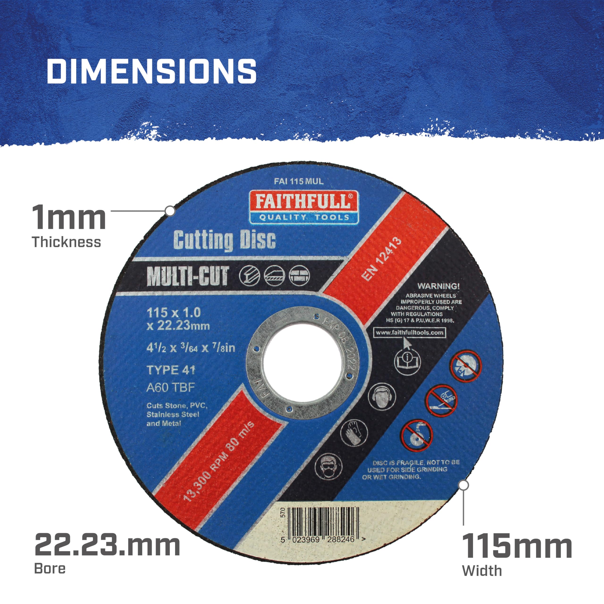 Faithfull 115mm Depressed Centre Grinding Disc | 115x6x22mm Metal Grinding Wheel For Angle Grinders - View #10
