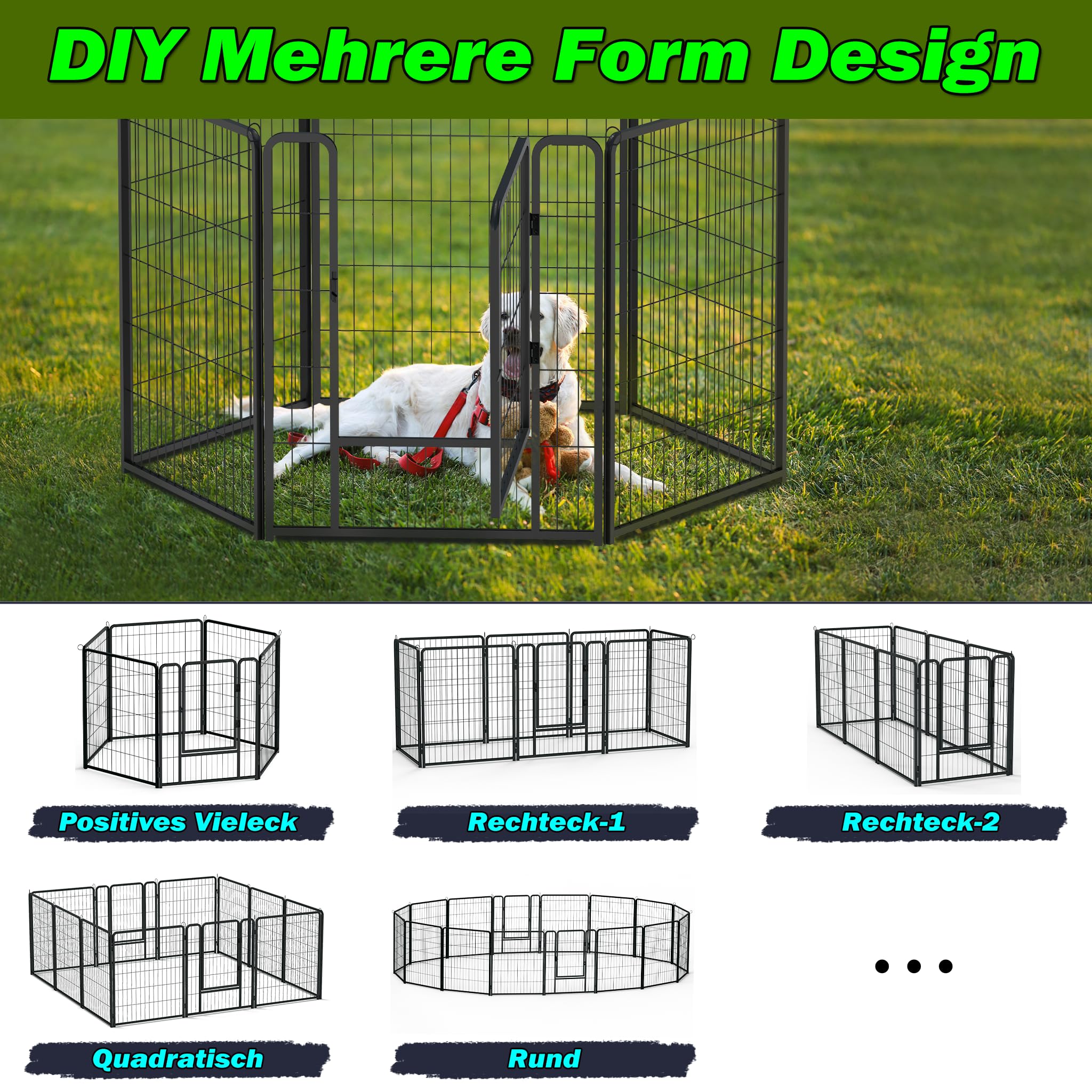 HENGMEI Barrera para cachorros, 80 cm, 12 piezas | Caja para perros, plegable, parque para perros, gatos, conejos, interior y exterior