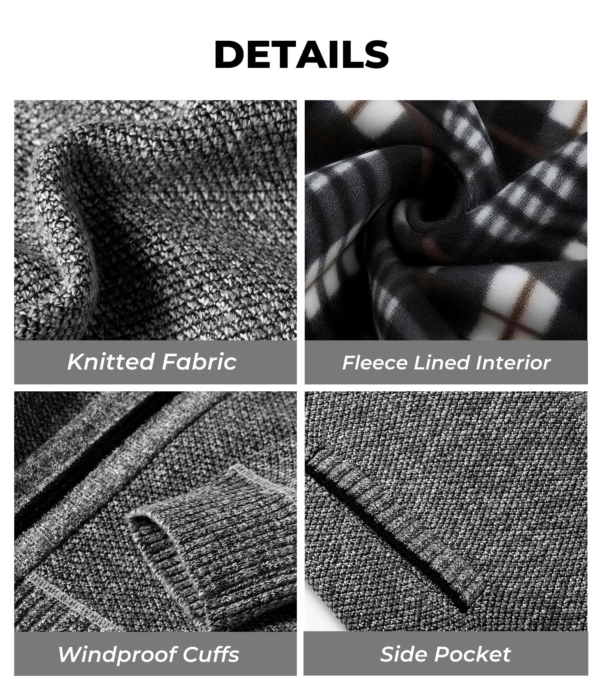 GLESTORE Strickjacke Herren Fleecejacke Cardigan Trachtenjacke Mit Reissverschluss