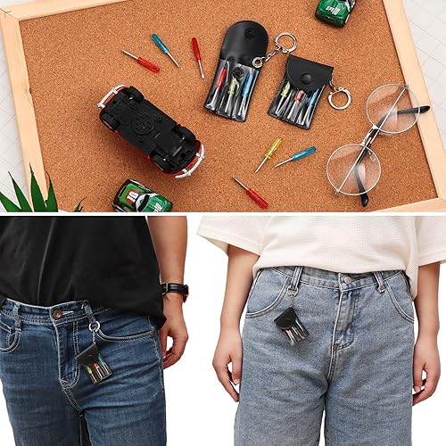 Miniatura 4 de Jutom 10 Set Mini Screwdriver Keychain Set Bulk Includes 3 Mini Screwdrivers in a Portable Pouch with Snap with Hook for Men Adult Fathers Day Tool