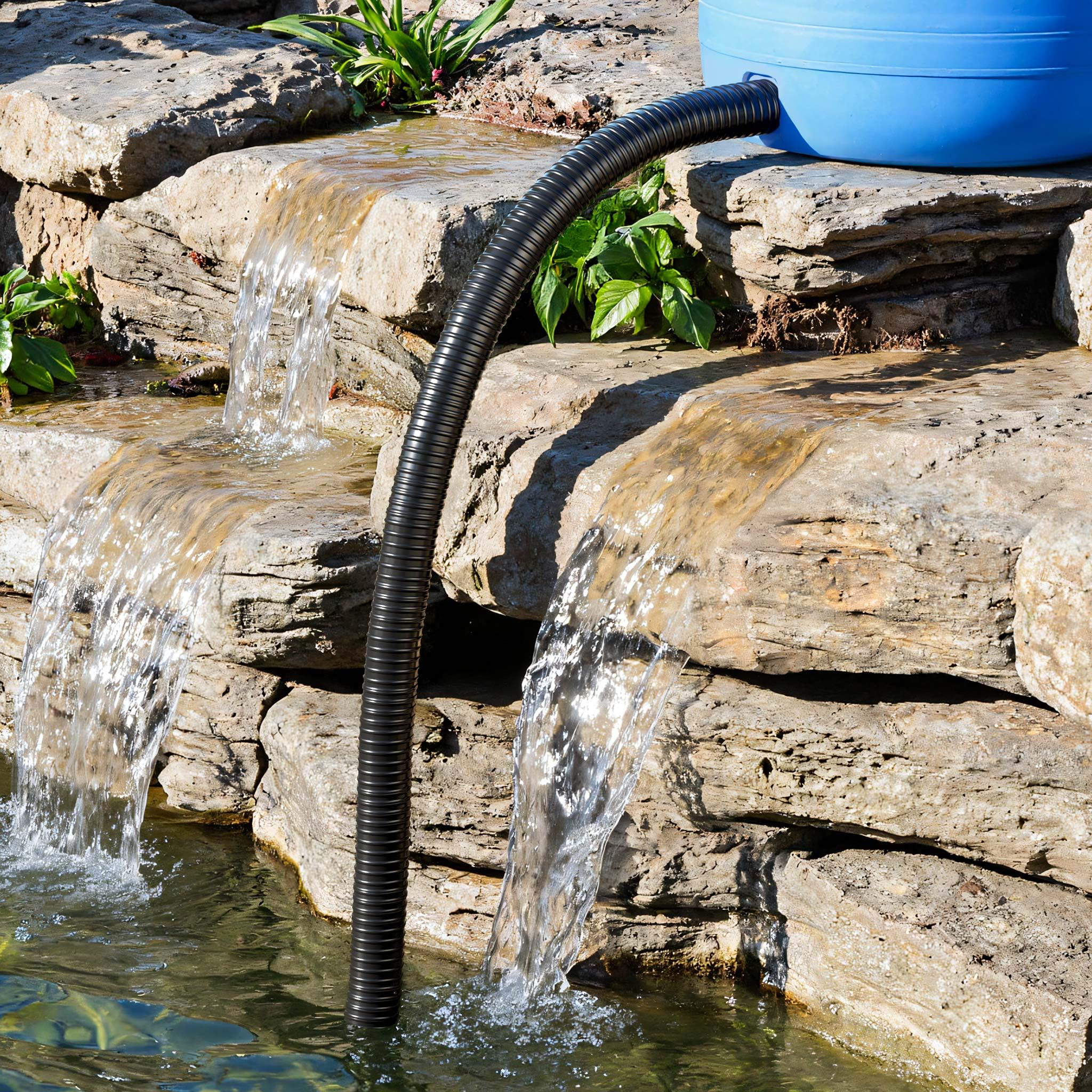 Wiltec Manguera flexible para estanque 5 m manguera en espiral reforzado 25 mm (1") negro PVC arroyo