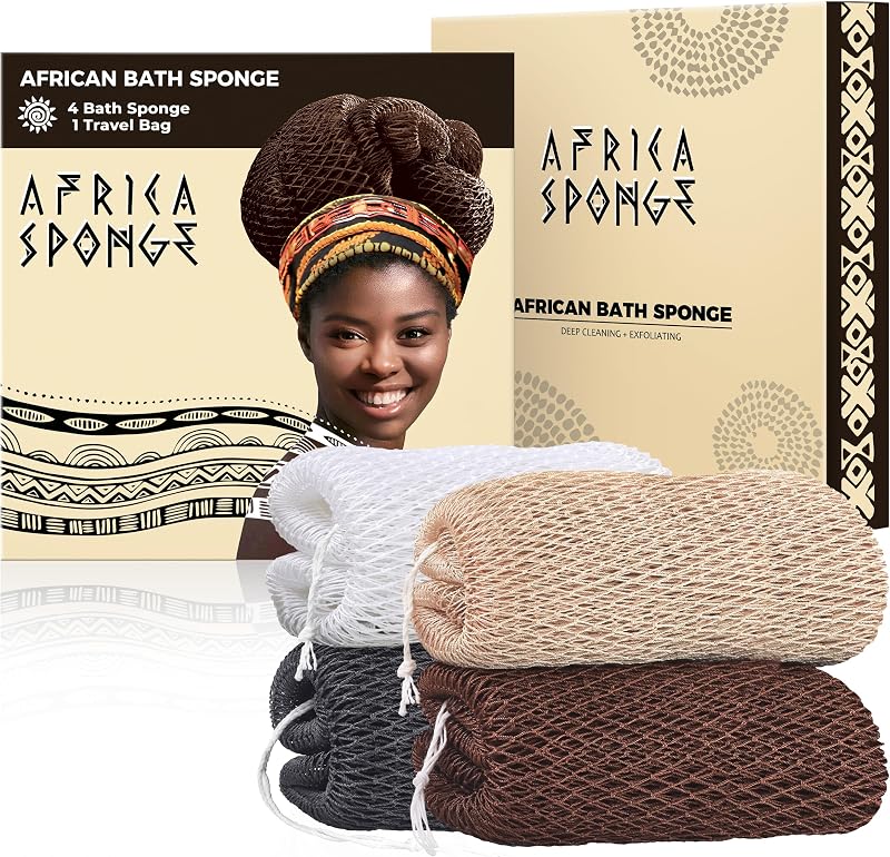 Esponja de banho de rede africana RelaxScene com cordas