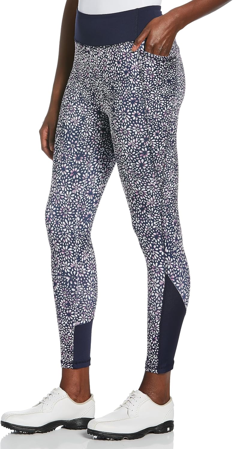 PGA TOUR Women's Tie Dye Floral Print 7/8 Golf Pant
