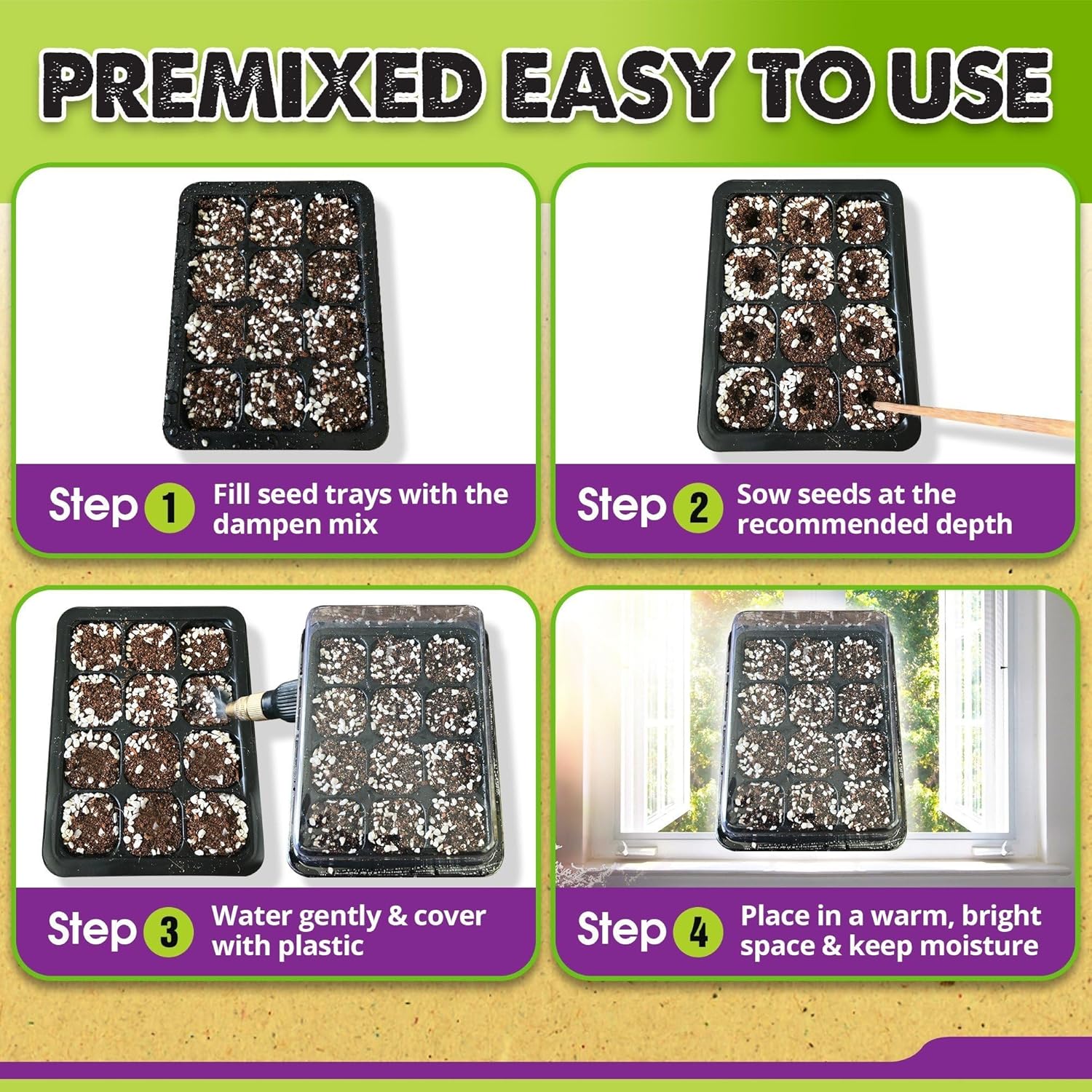 DUSPRO Recycle 8 QRT Seed Starter Soil Pre-Mixed Seed Starting Mix for Young Plant Seeds, Soilless Formula Moisture Retention, Aeration & Nutrient Seed Starting Soil 4in1